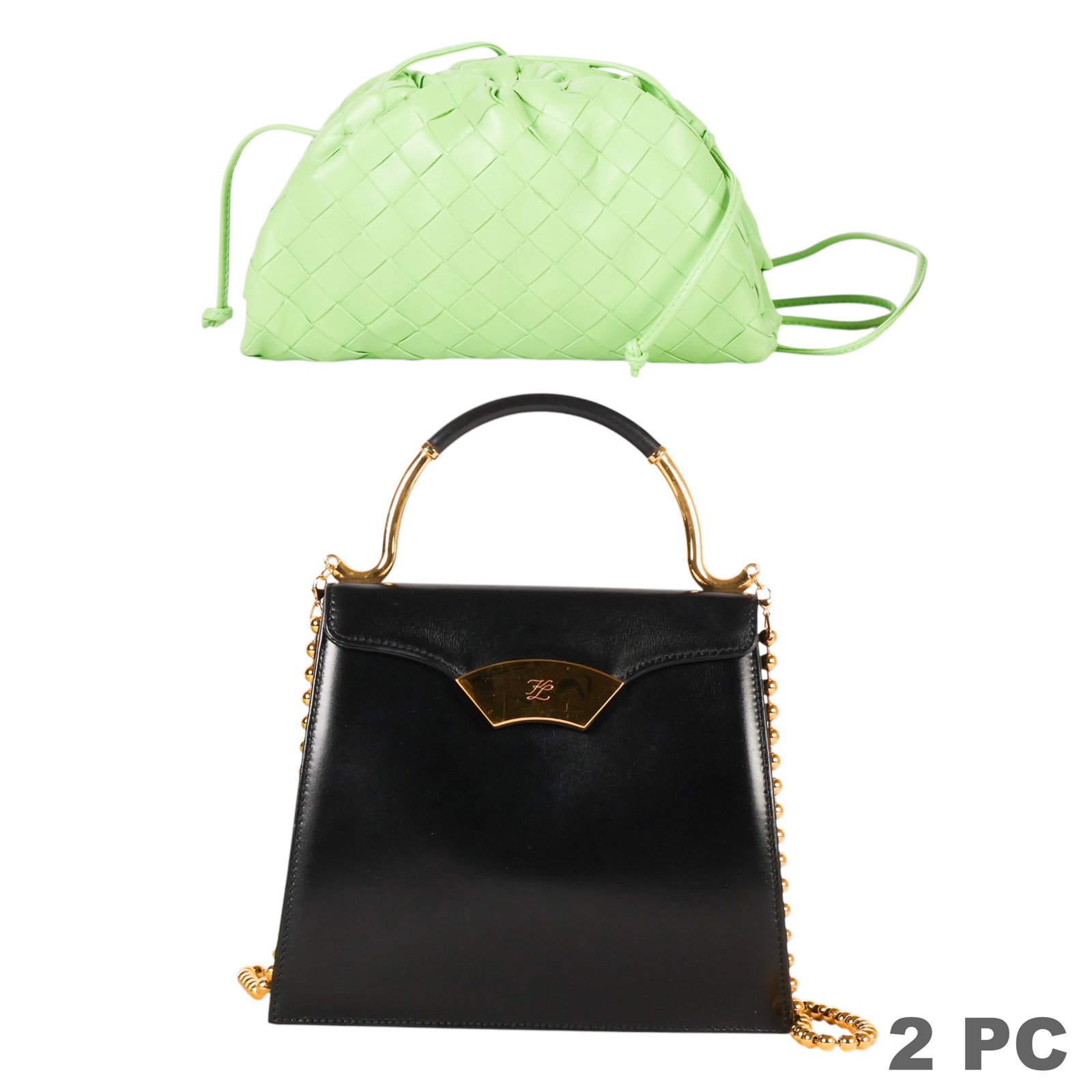 Karl Lagerfeld Black Purse & Bottega Green Bag LOT (1 of 7)