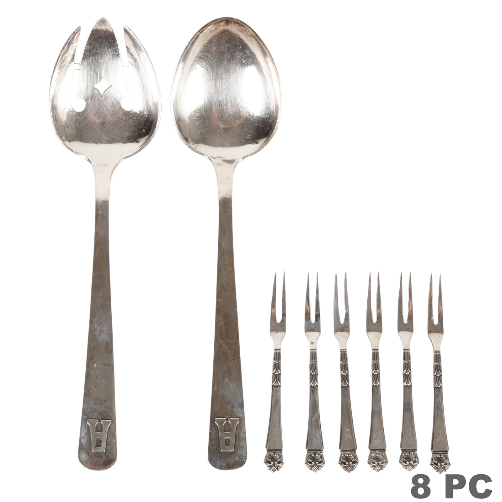 Sterling Silver Cocktail Forks & Salad Servers LOT (1 of 7)