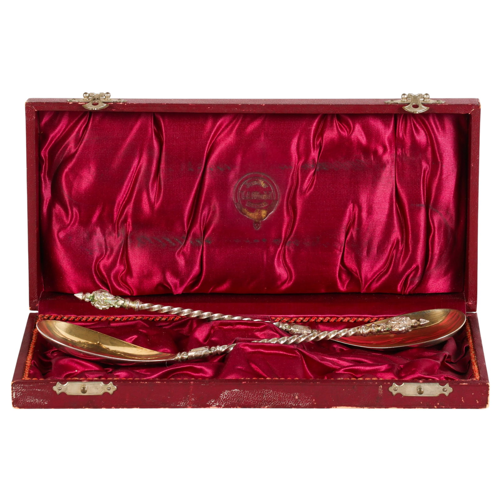 L.A. Gundel 800 Silver Berry Serving Spoons w Case (1 of 7)
