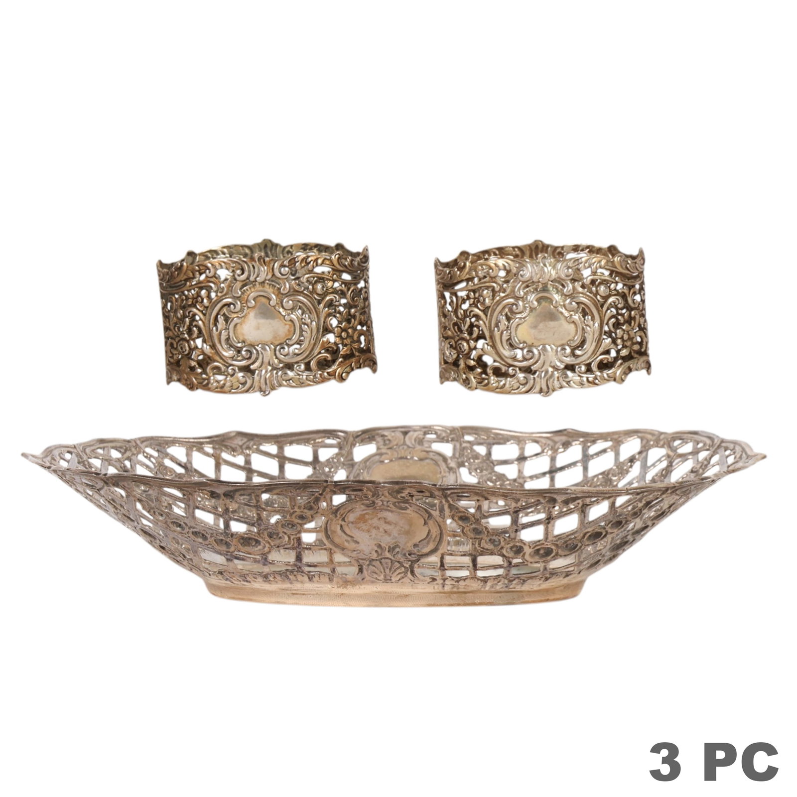 Reticulate 835 Silver Bowl and Napkin Holders 3pc (1 of 6)