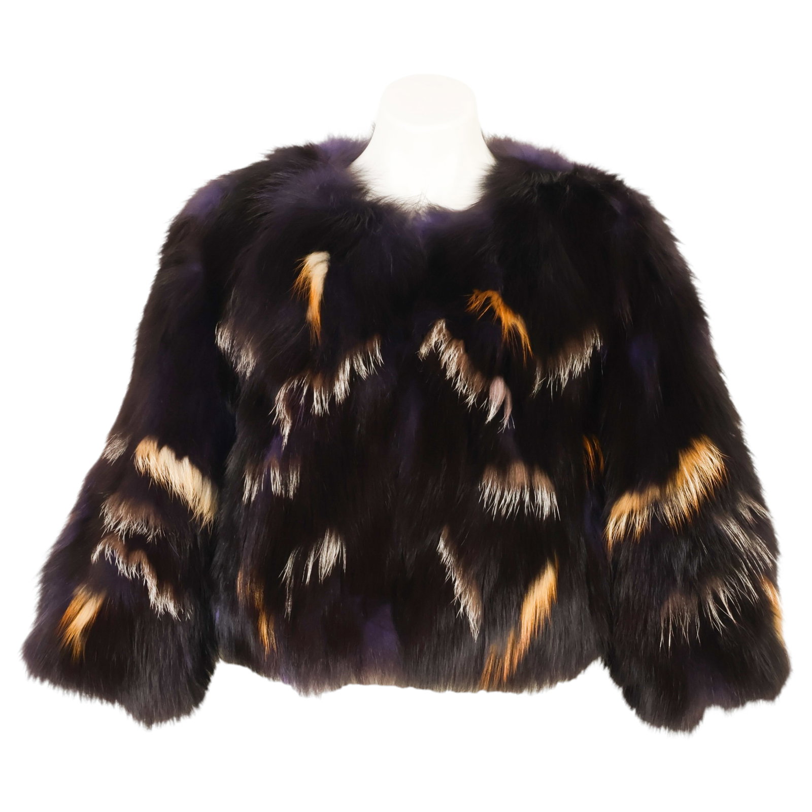 Alberto Makali Luxury Black & Blue Fox Fur Jacket (1 of 5)