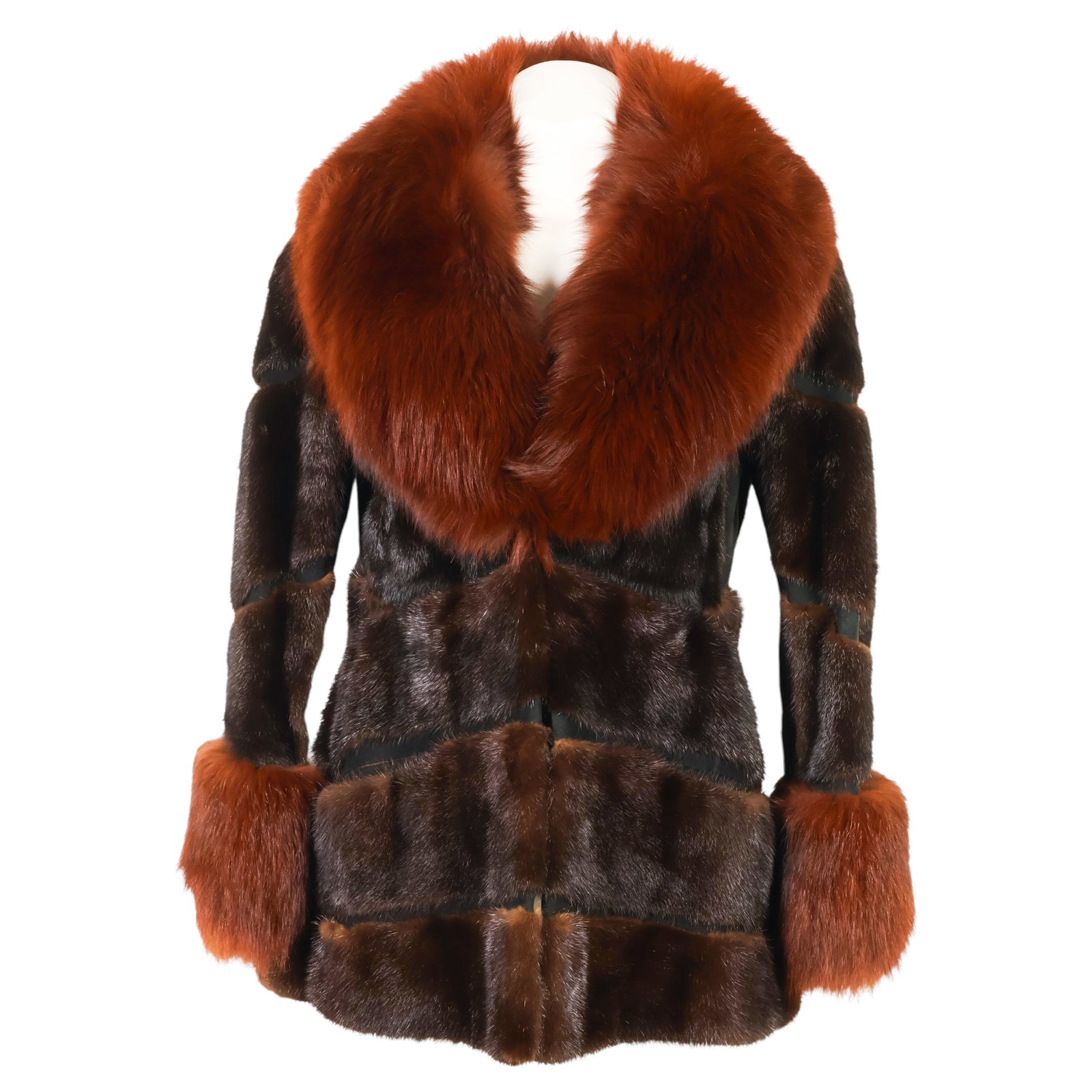 Vintage Geometric Patchwork Mink & Fox Fur Jacket (1 of 5)