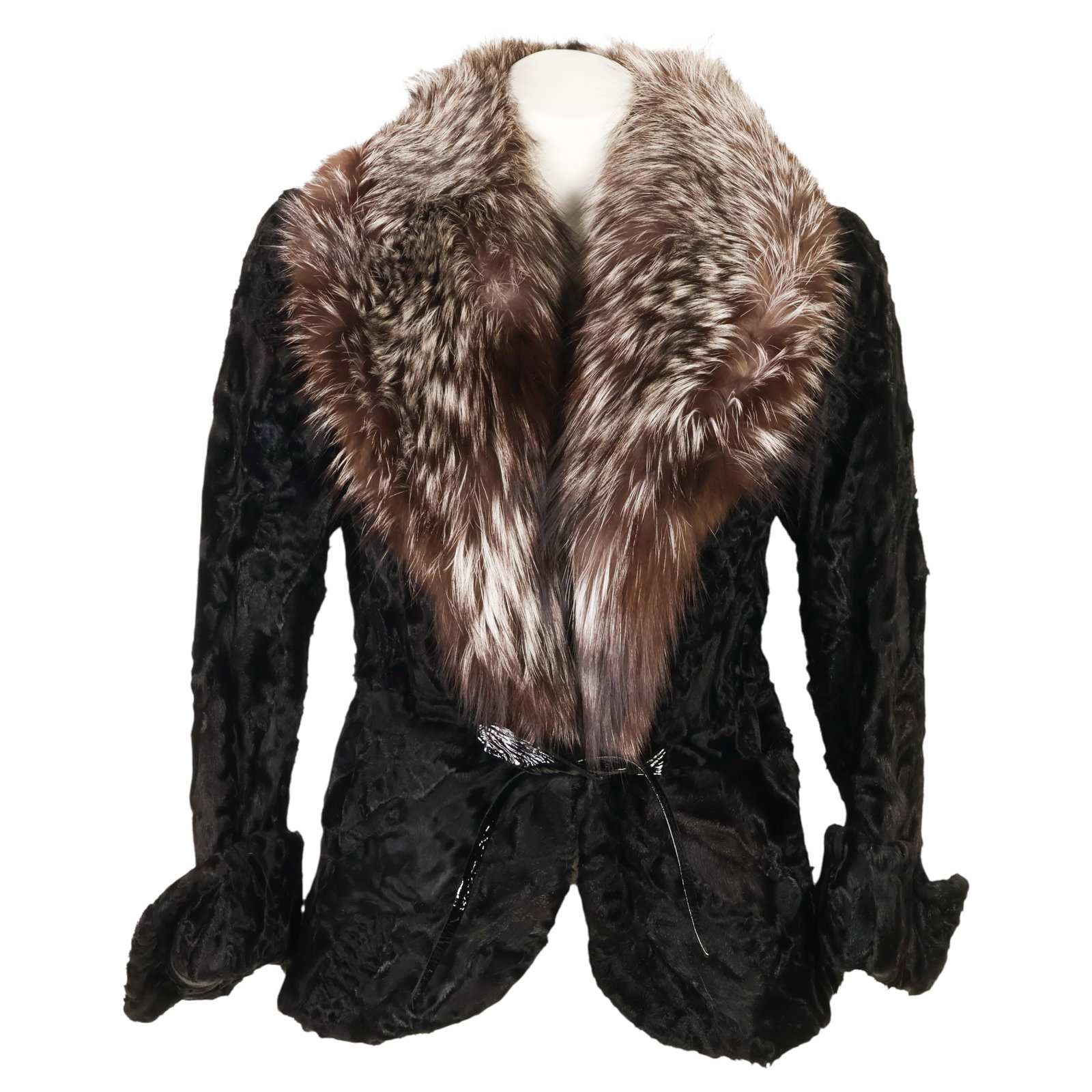 Vintage Black Astrakhan Fox Collar Handmade Jacket (1 of 6)