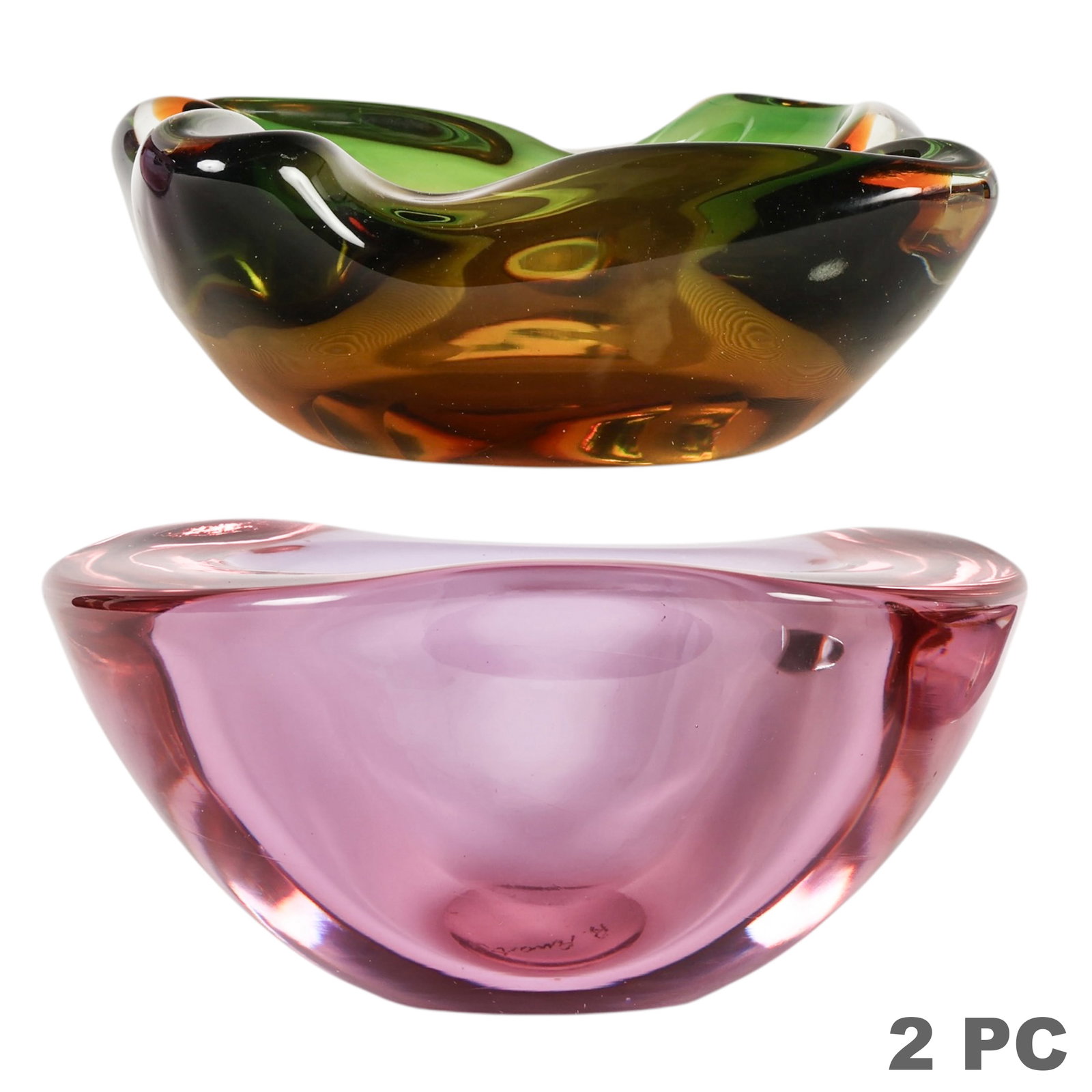 Mid Century Modern Murano Art Glass Ashtray 2p LOT (1 of 6)