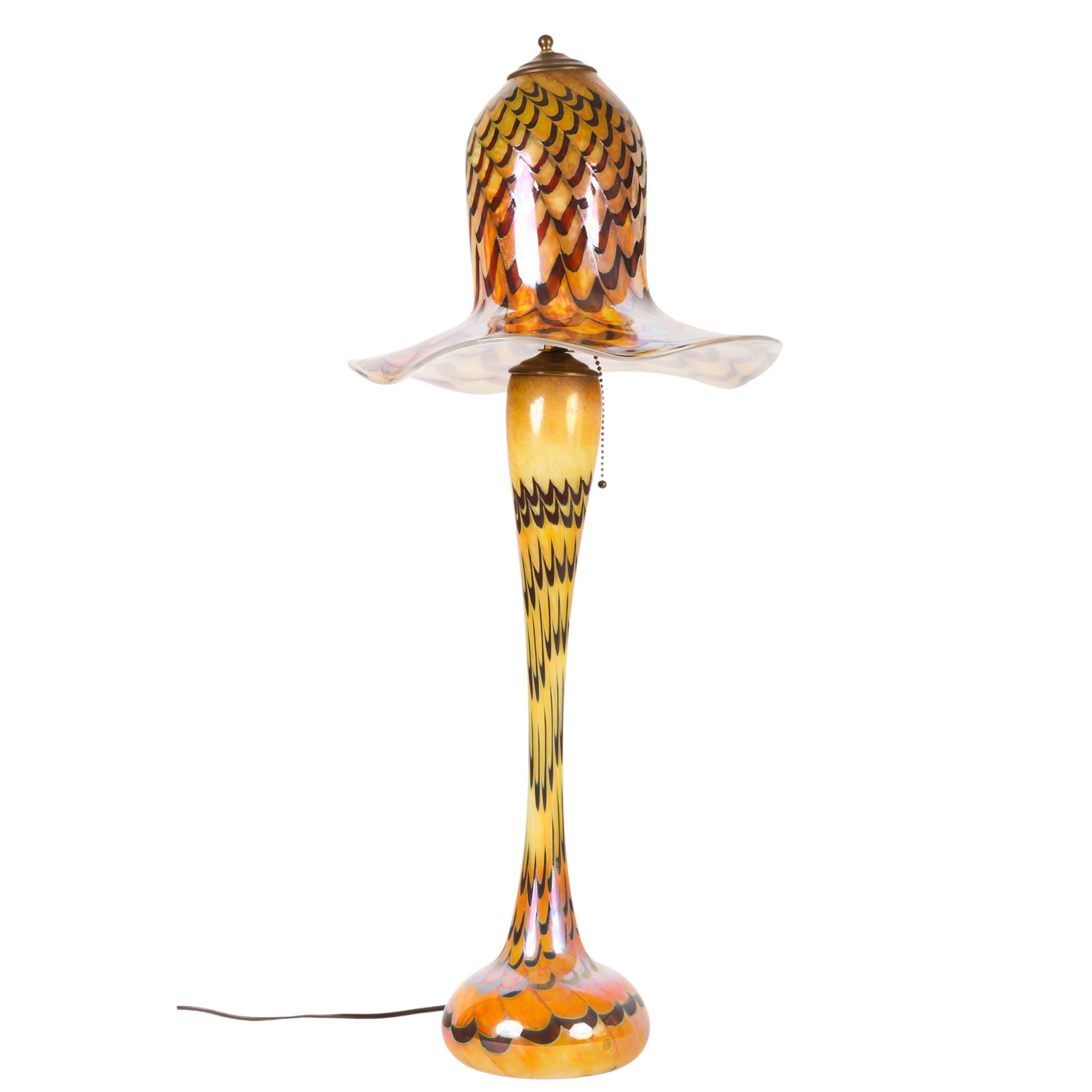 Studio Art Glass Amber Pulled Feather Table Lamp (1 of 6)