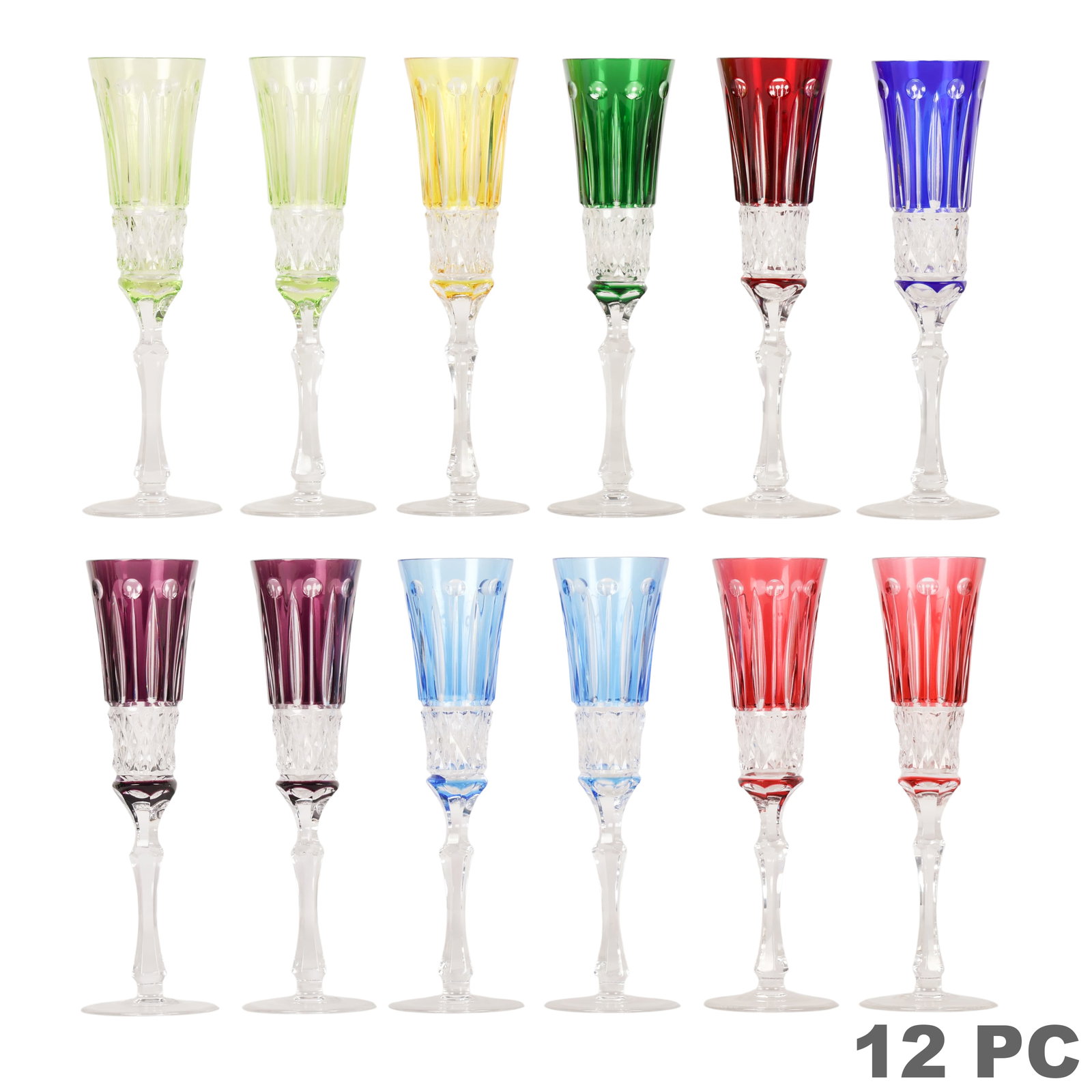 Faberge Xenia Crystal Champagne Flutes 12pc SET (1 of 8)