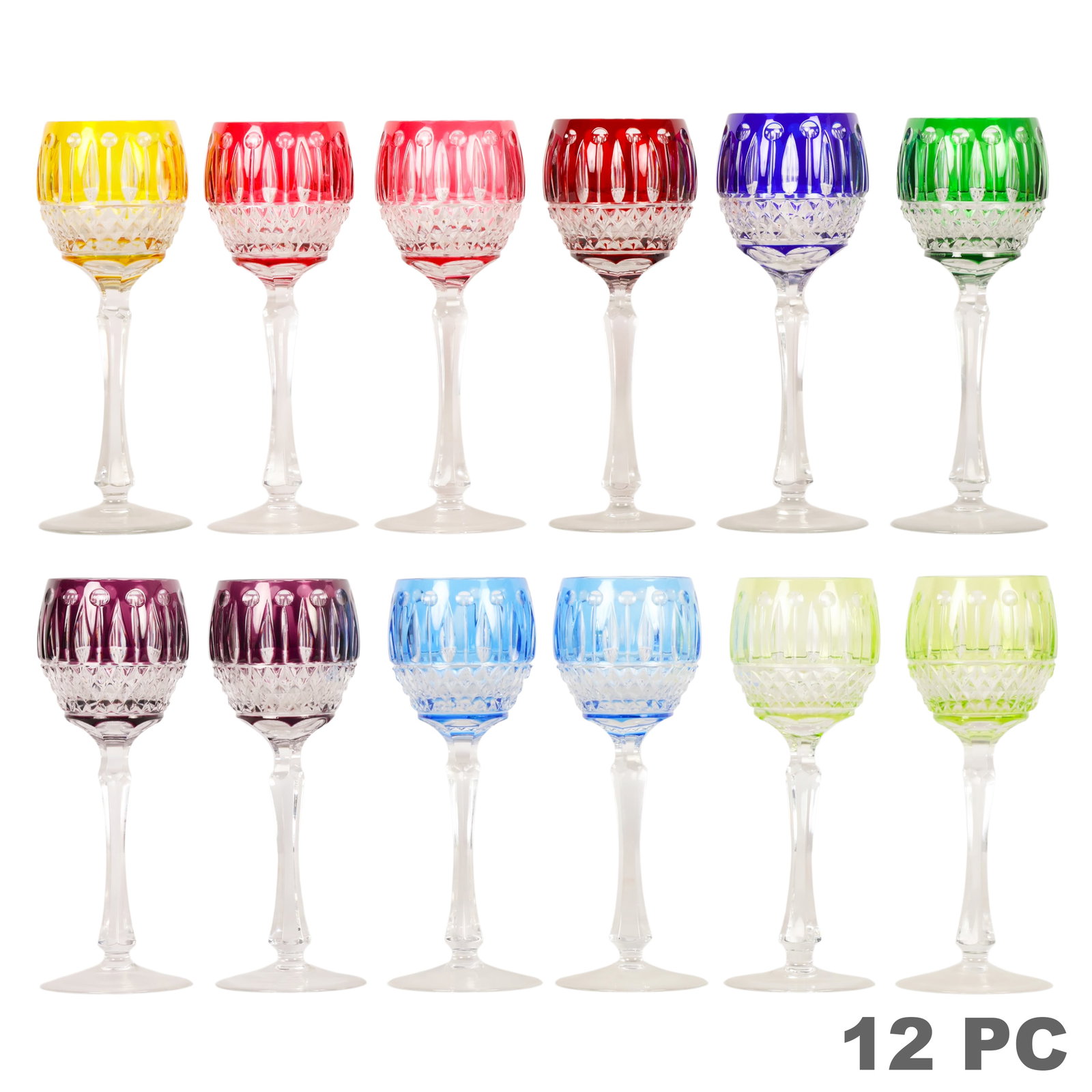 Faberge Xenia Crystal Hock Wine Goblets 12pc SET (1 of 6)