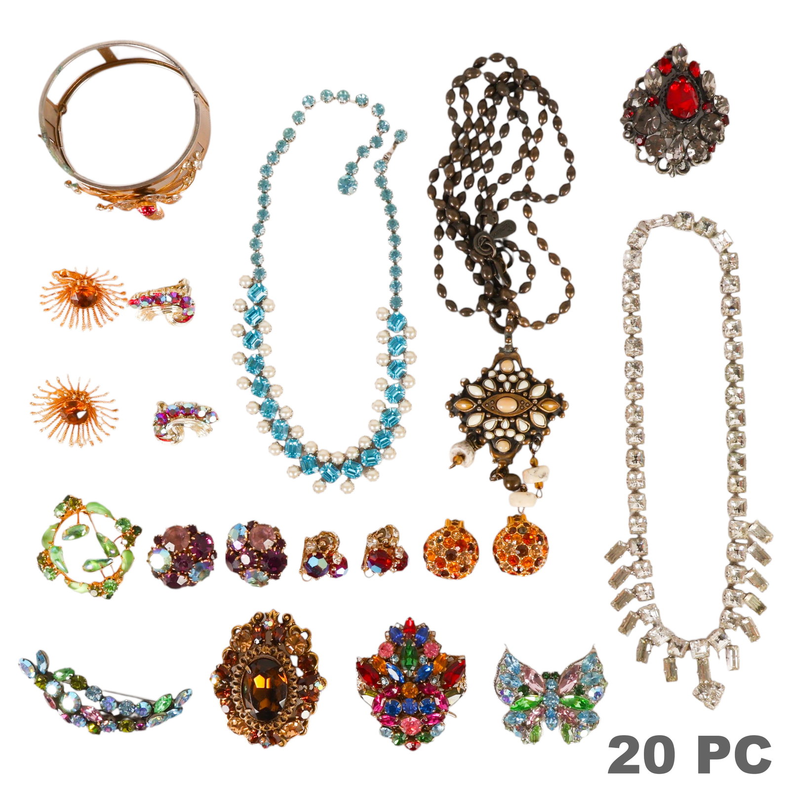 Vintage Earrings Brooches Costume Jewelry 20pc LOT (1 of 7)