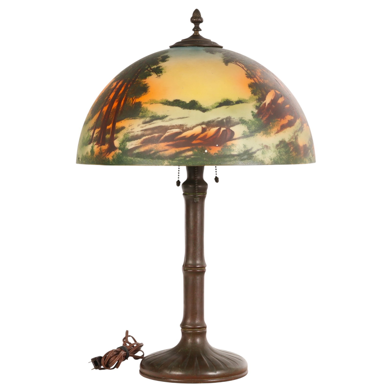 Handel Bronze and Reverse Painted Glass Table Lamp (1 of 9)