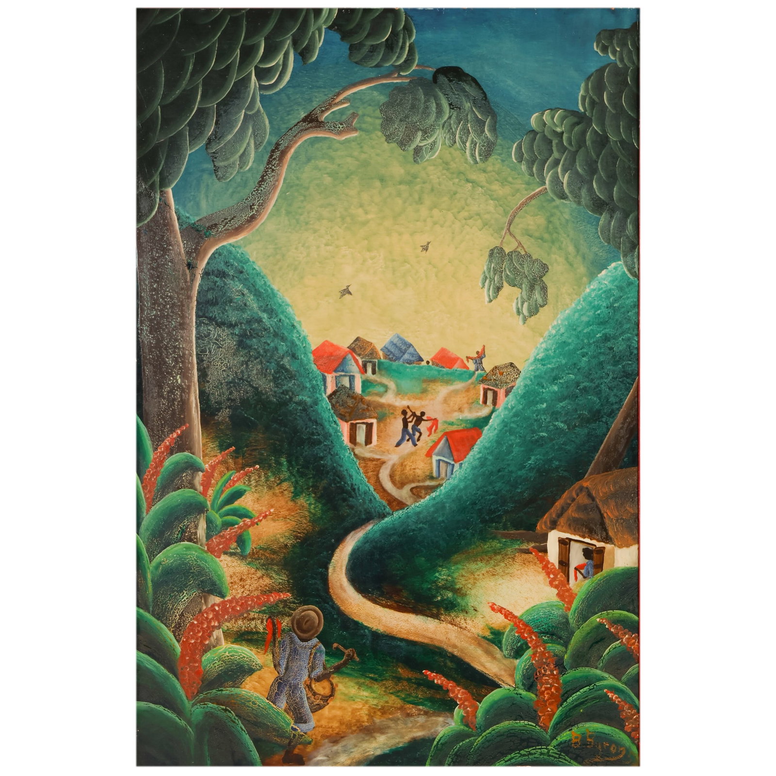 Bourmond Byron 1920-2004 Haitian Folk Art Painting (1 of 7)