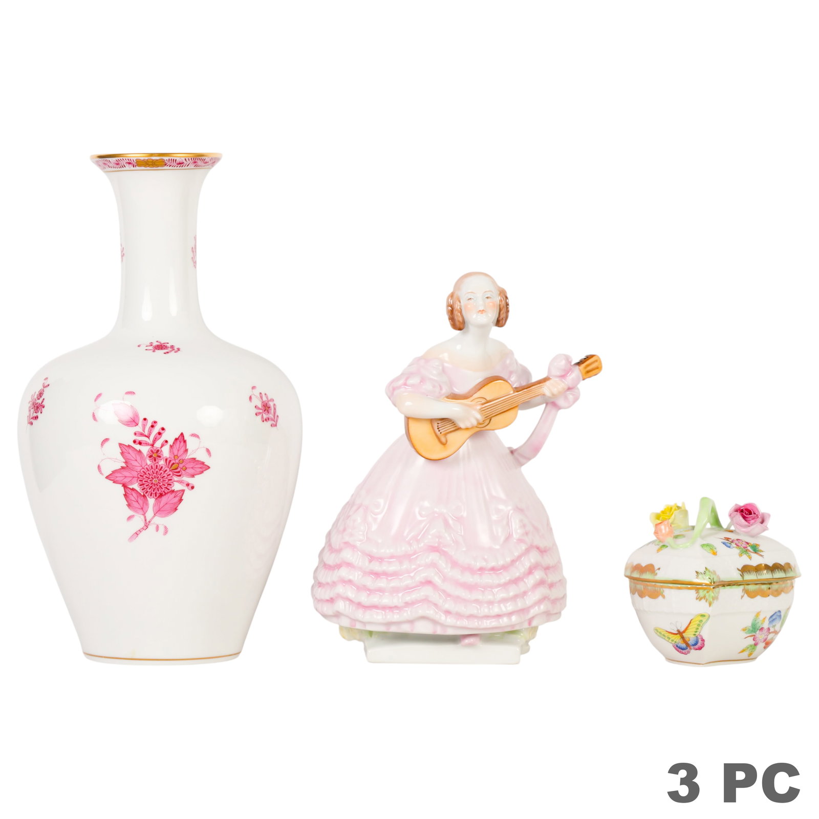 Herend Fine Porcelain Vase Figurine & Box 3pc LOT (1 of 6)