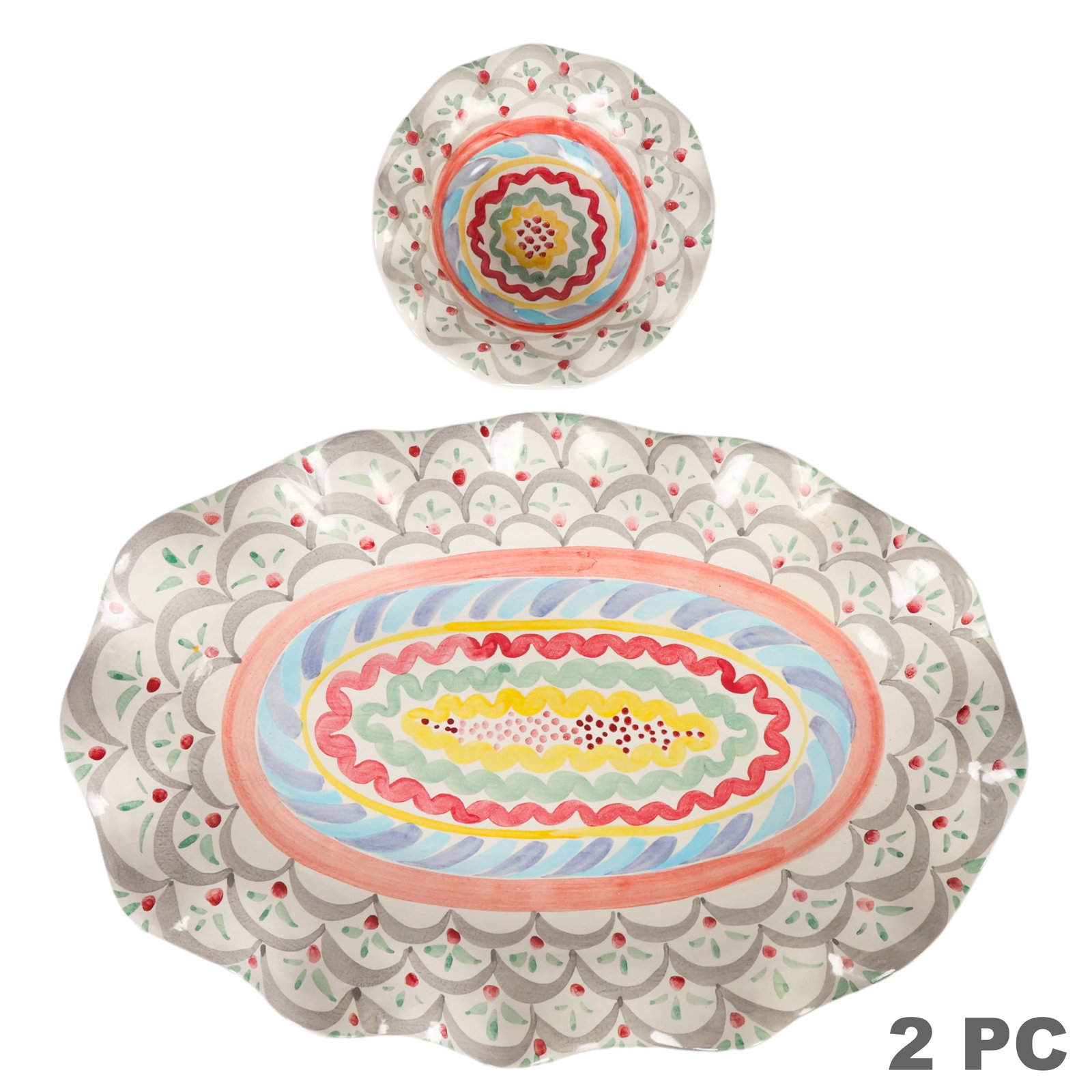 Mackenzie Childs Stoke Gabriel Bowl & Platter LOT (1 of 6)