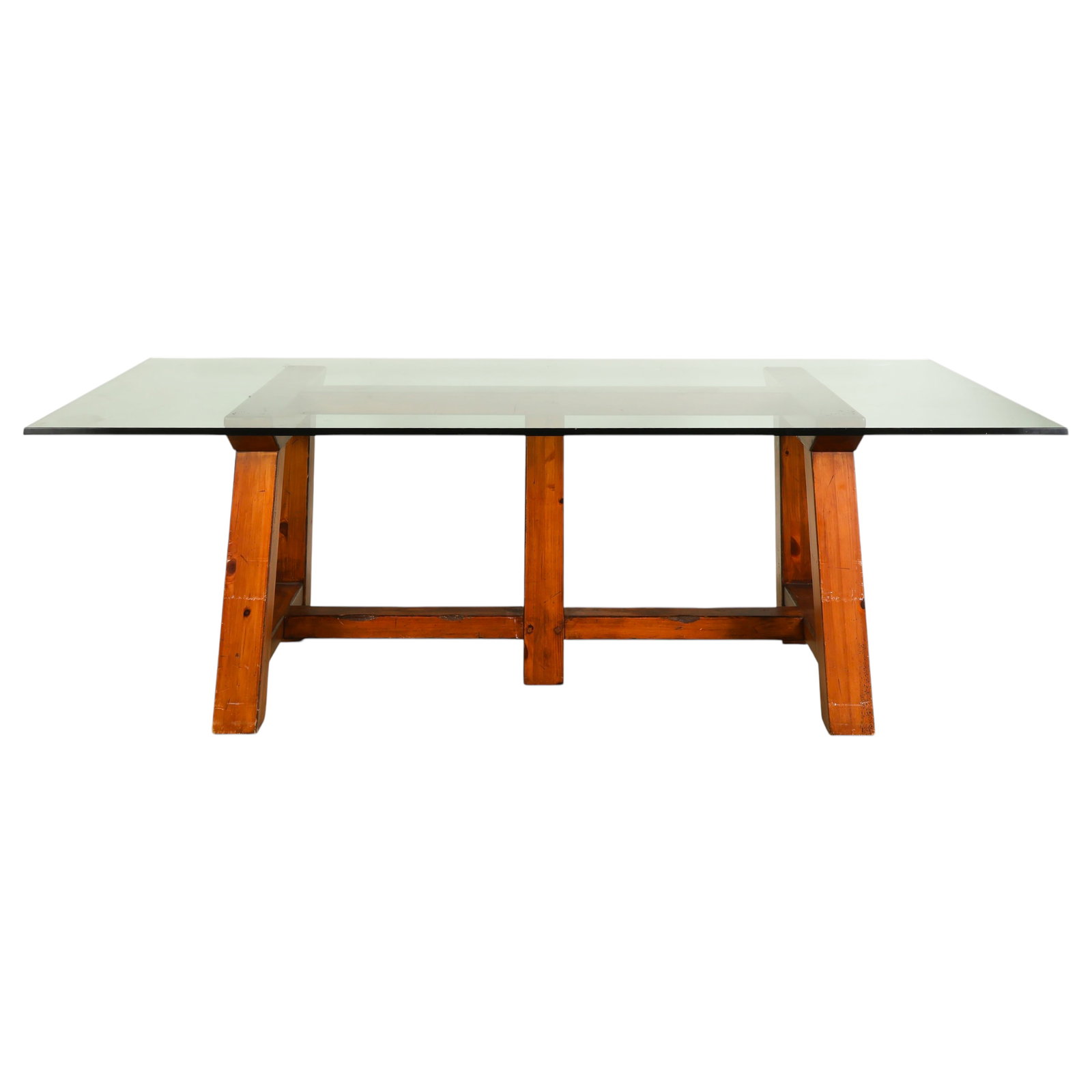 Ralph Lauren Rustic Trestle Glass Top Dinner Table (1 of 10)