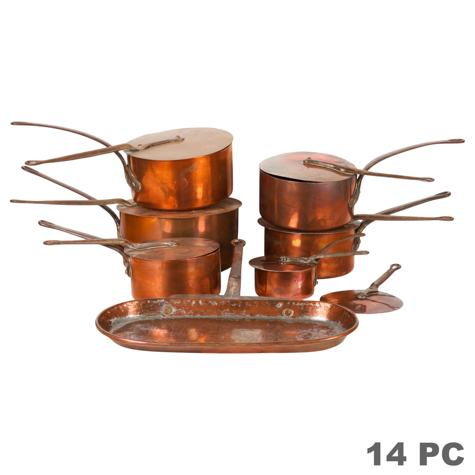 Antique French Copper Cookware Collection 14pc LOT (1 of 7)