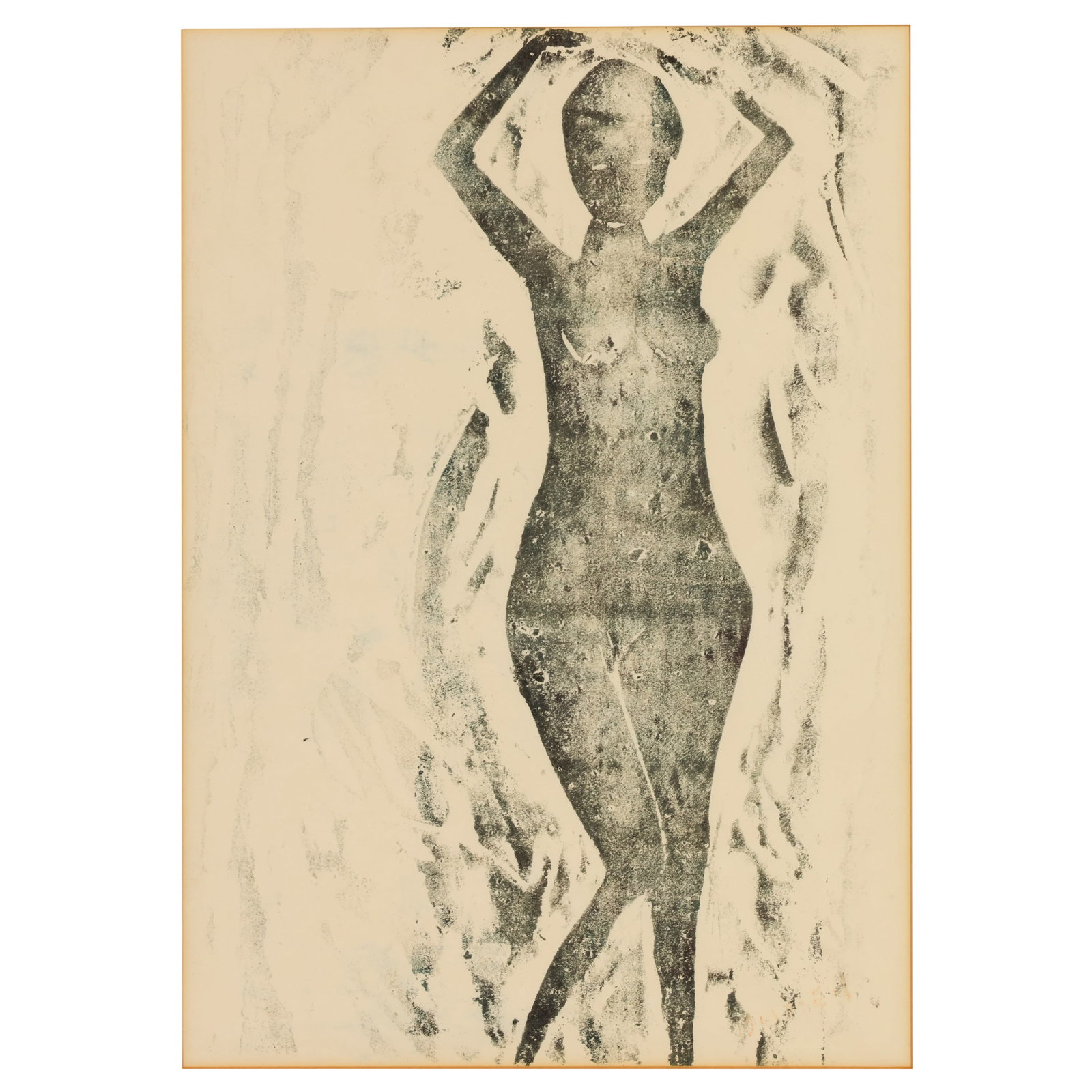 Alfred Birdsey (1912-1996) Figural Drawing FRAMED: Original pastel and charcoal on paper attributed to Alfred Birdsey (British, 1912-1996), depicting a crouched seated figure in an abstract figurative composition. Presented in a black painted frame. F