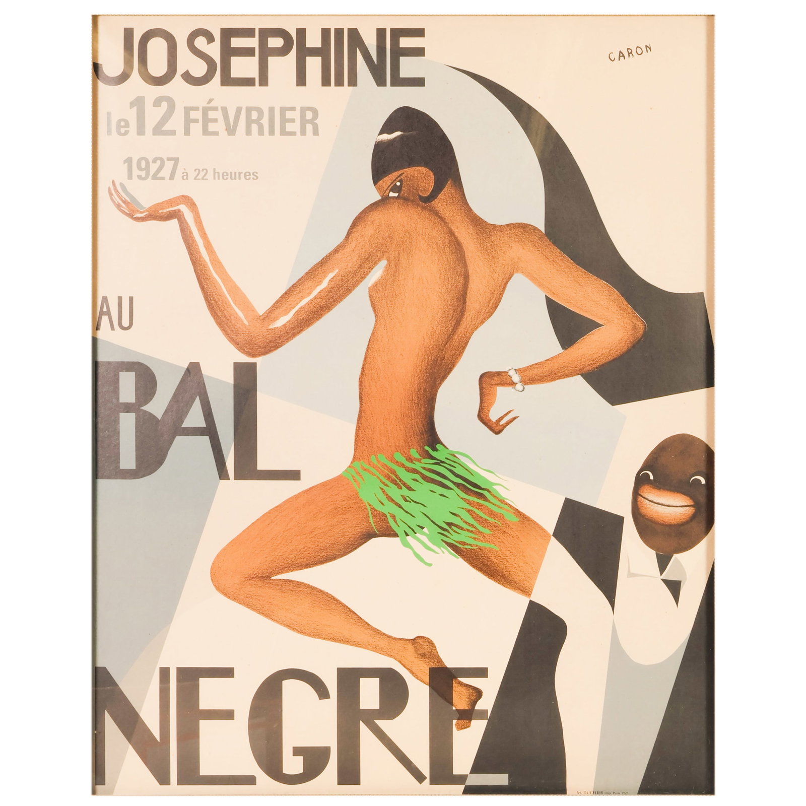 Josephine Baker Au Bal Negre 1927 Colin Poster: After Paul Colin (French, 1892-1985), Bal Negre, vintage exhibition poster depicting Josephine Baker advertising the Bal Negre after the artist's iconic 1927 Art Deco design. Printed lower right withi
