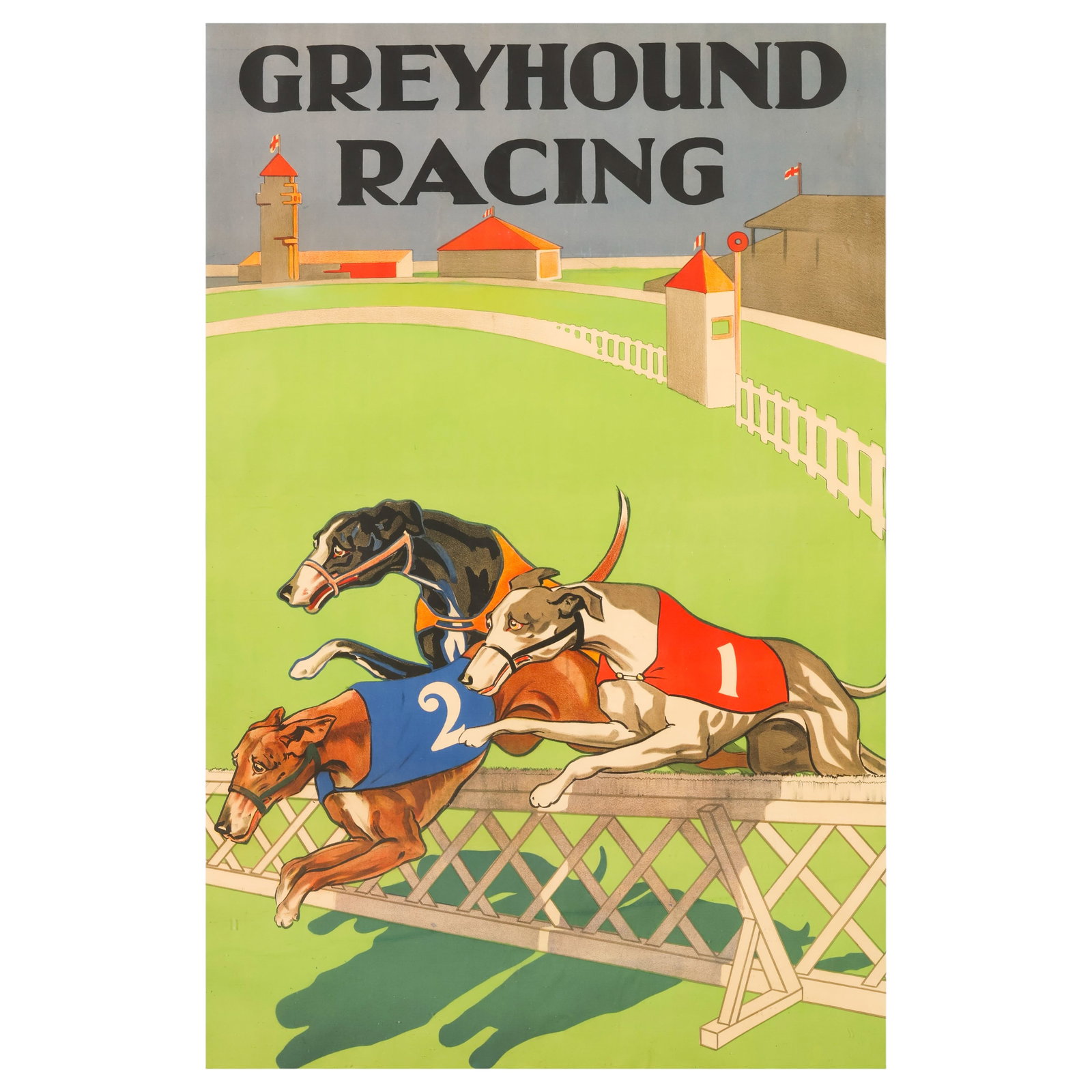 Vintage Greyhound Dog Racing Scene Color Poster (1 of 8)