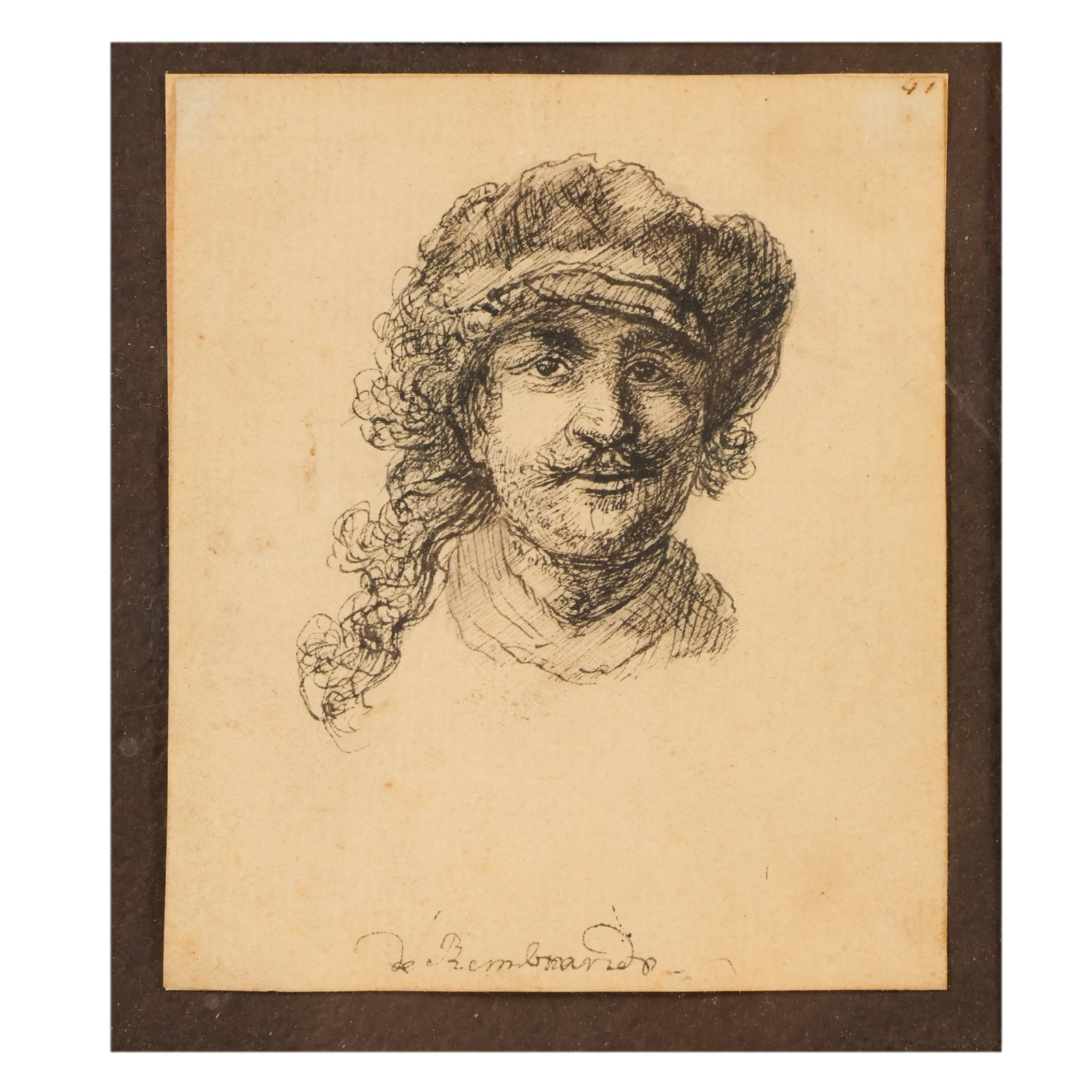 Self Portrait In Soft Cap Etching after Rembrandt (1 of 6)
