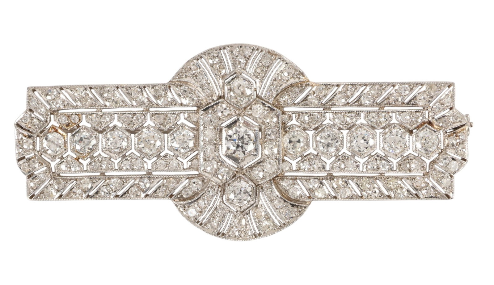 Platinum Art Deco 3.5 CTTW Diamond Plaque Pendant (1 of 6)