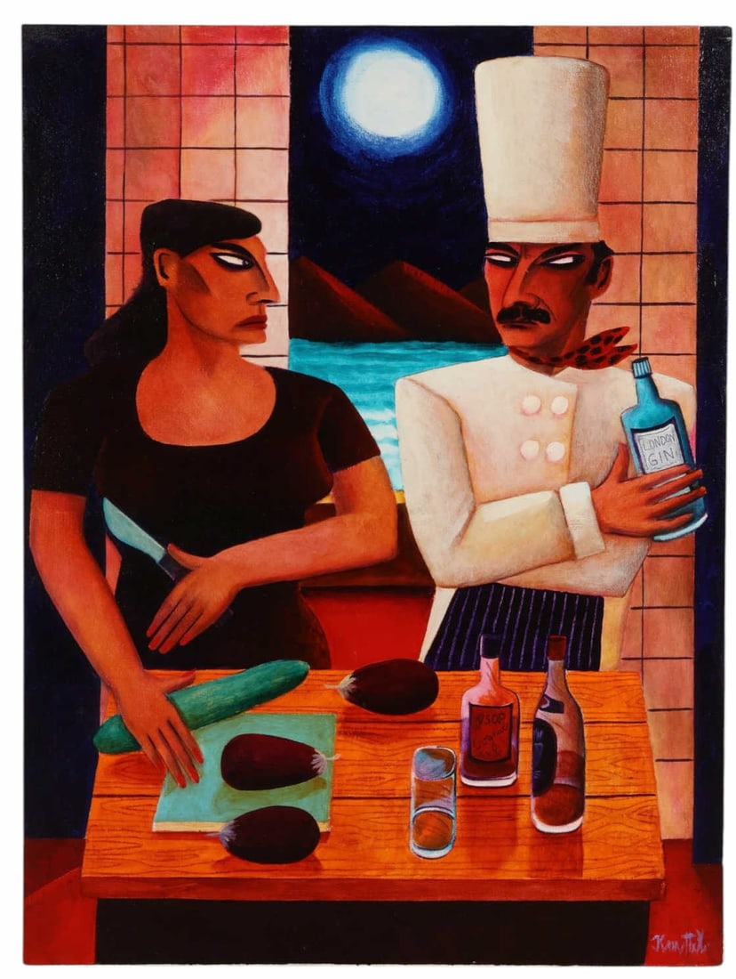 Graham Knuttel 1954-2023 Figural Interior Painting (1 of 6)