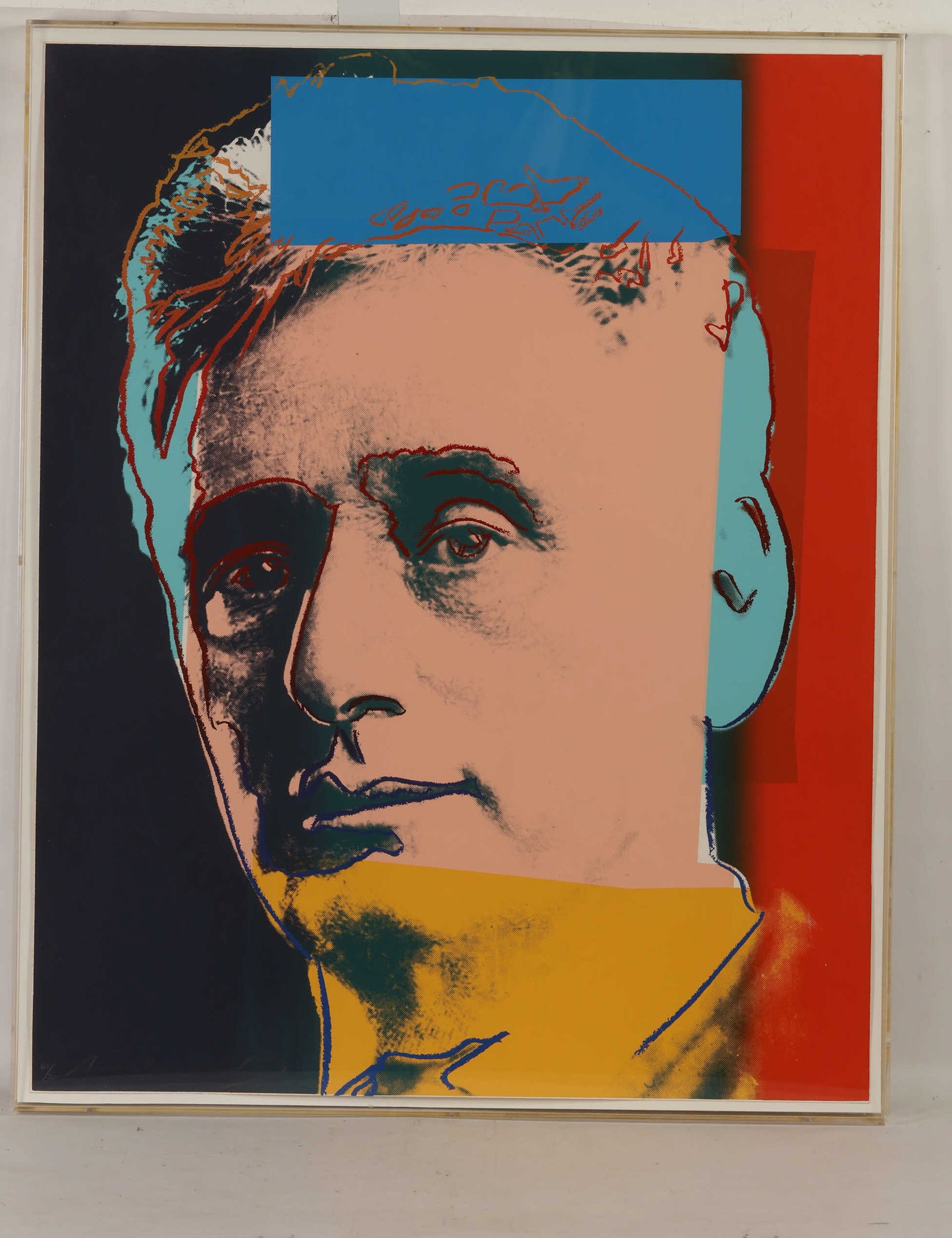 Andy Warhol Louis Brandeis Screenprint 1980 SIGNED: Andy Warhol (American, 1928-1987), Louis Brandeis, 1980, color screenprint on Lenox Museum Board from the portfolio Ten Portraits of Jews of the Twentieth Century (Feldman & Schellmann II.230), depict