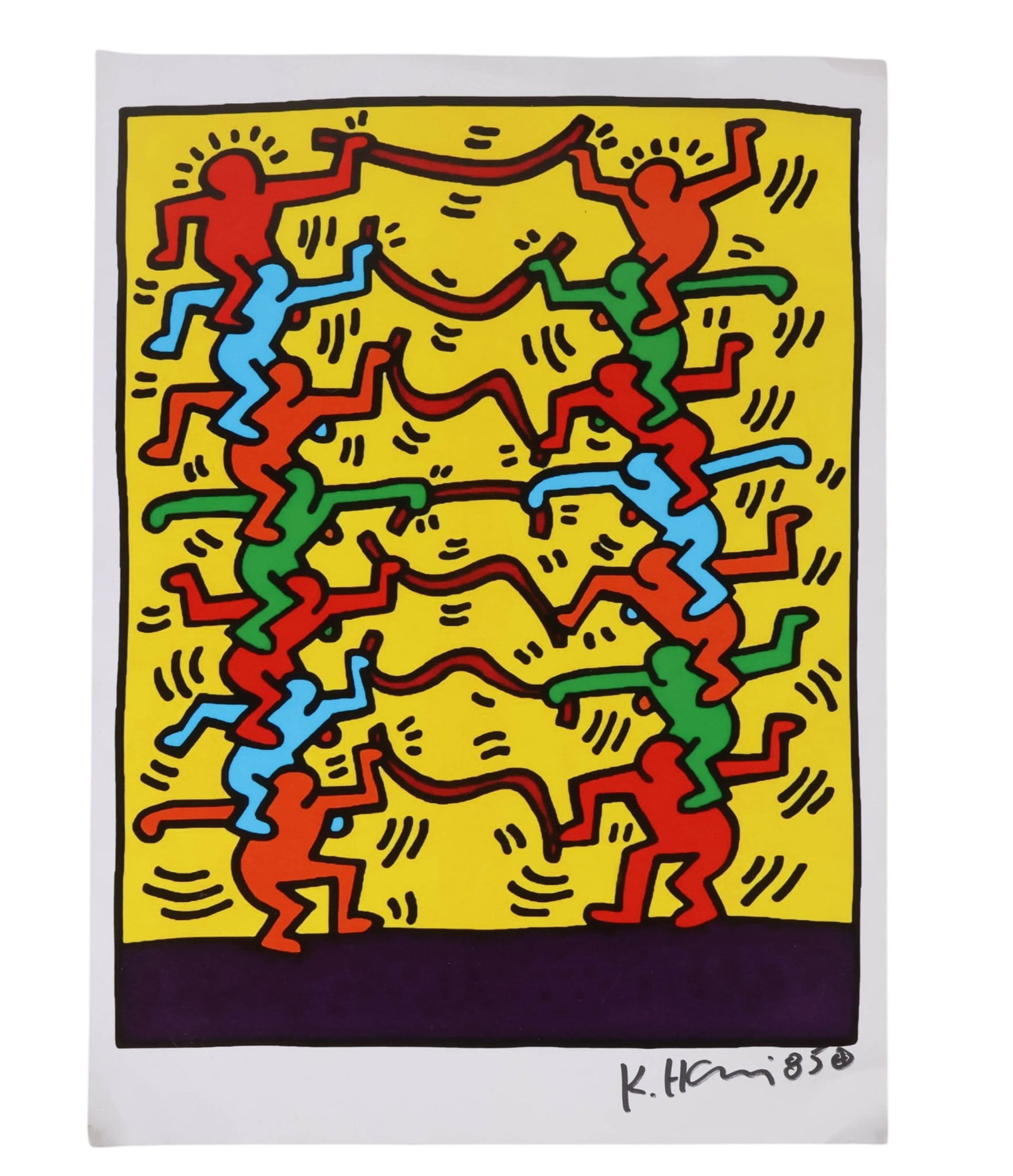 Keith Haring 1958-1990 Acrobats Litho 1985 SIGNED (1 of 5)