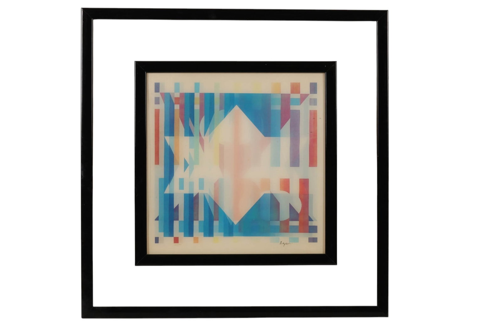 Agam 1928-2026 "Star of David" Agamograph SIGNED: Yaacov Agam (Israeli, 1928-2026), kinetic Agamograph lenticular print featuring a vibrant geometric optical composition with a Star of David motif emerging among vertical bands of blue, red, yellow, a