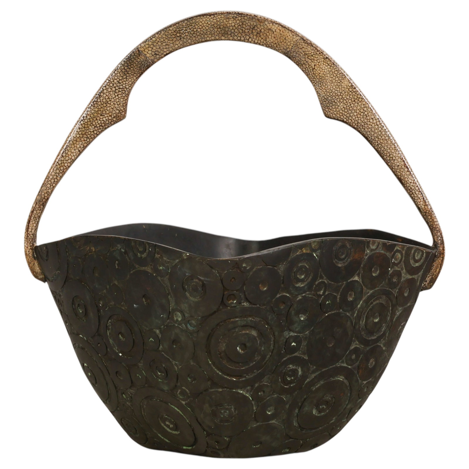 R & Y Agousti Bronze & Shagreen Sculptural Basket (1 of 6)