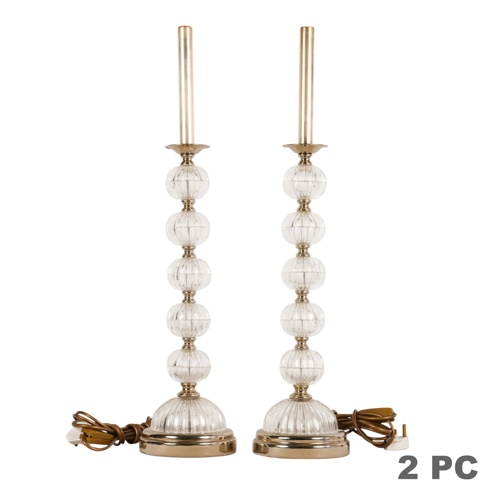 Maitland Smith Glass Candlestick Table Lamps PAIR (1 of 8)