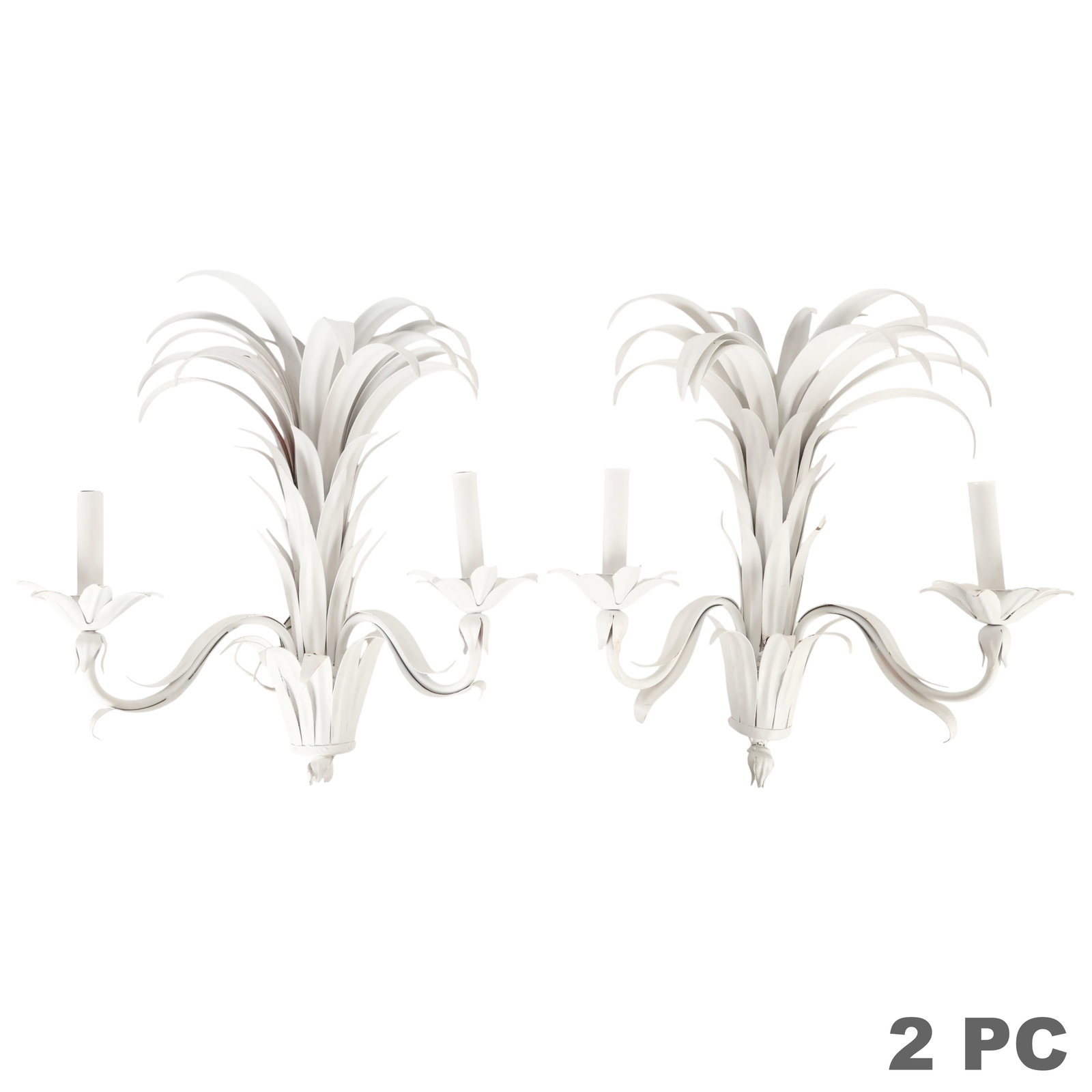 Hollywood Regency Pair of Palm Frond Sconces 1960s (1 of 7)
