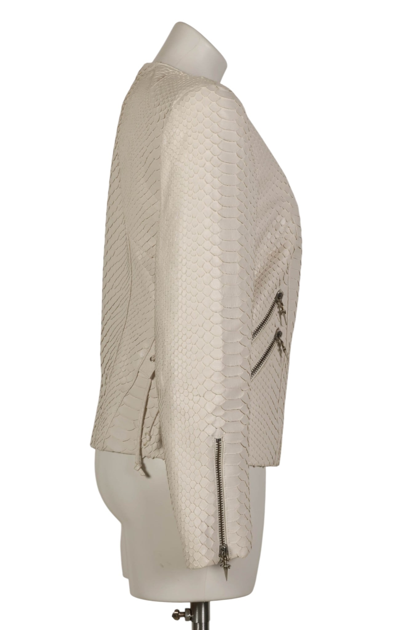 Cesare Paciotti White Python Leather Unisex Jacket - 3