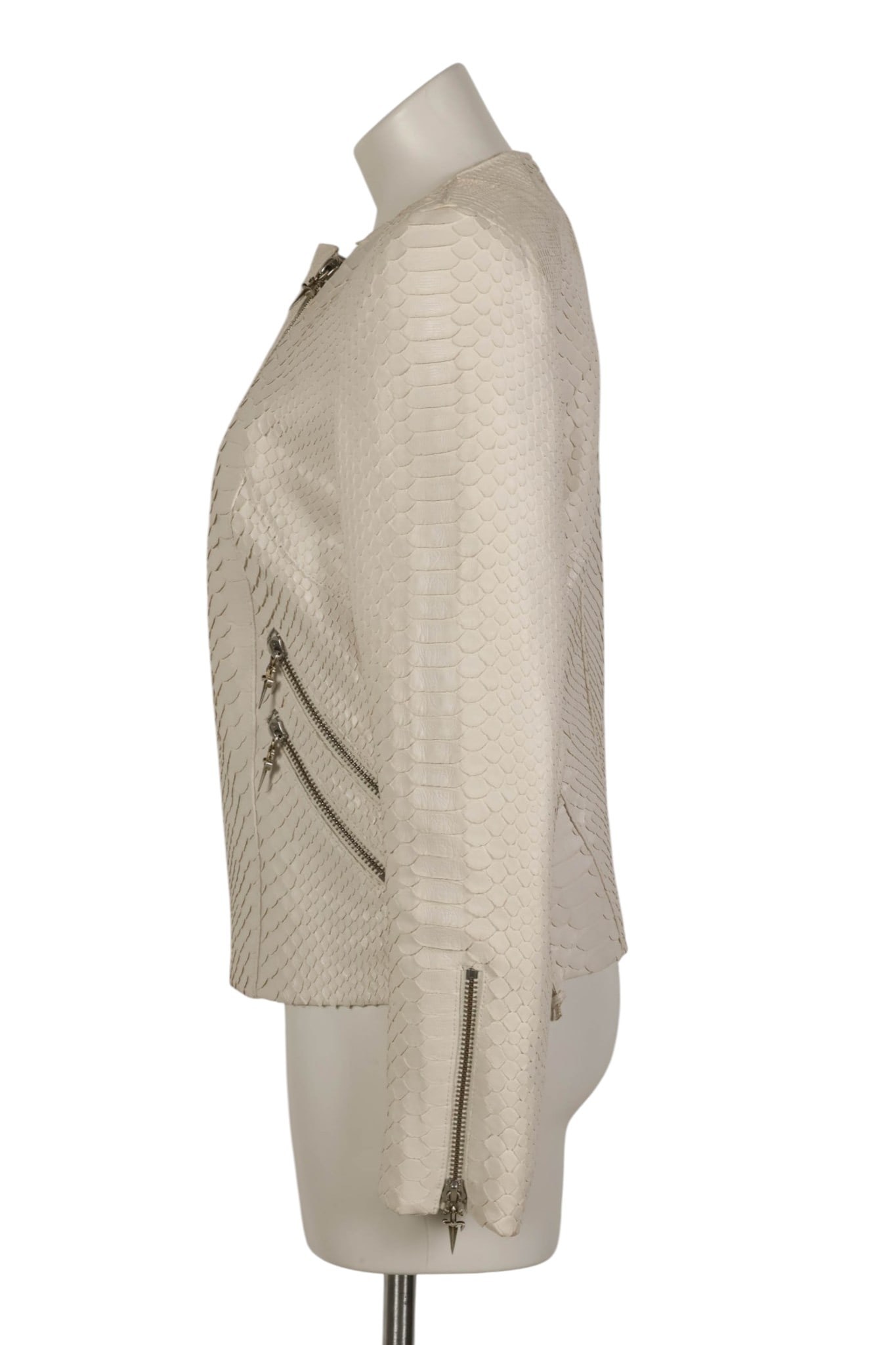 Cesare Paciotti White Python Leather Unisex Jacket - 4