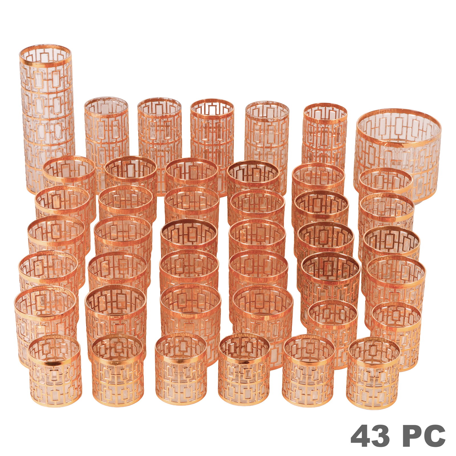 Imperial Glass Golden Shoji Trellis Cocktail SET (1 of 8)