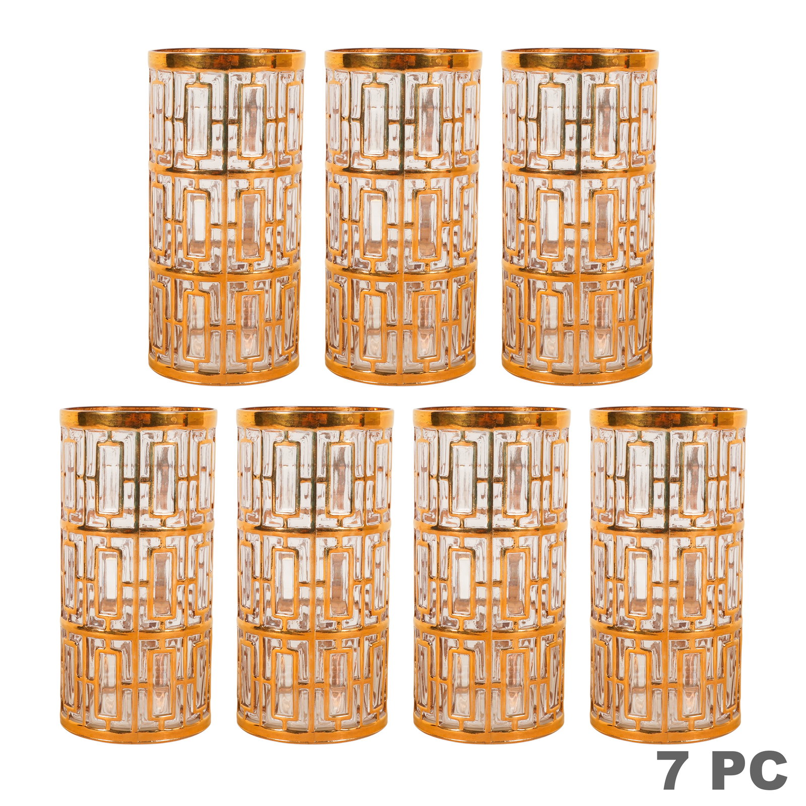 Imperial Glass "Shoji" Screen Highball Glasses LOT (1 of 6)