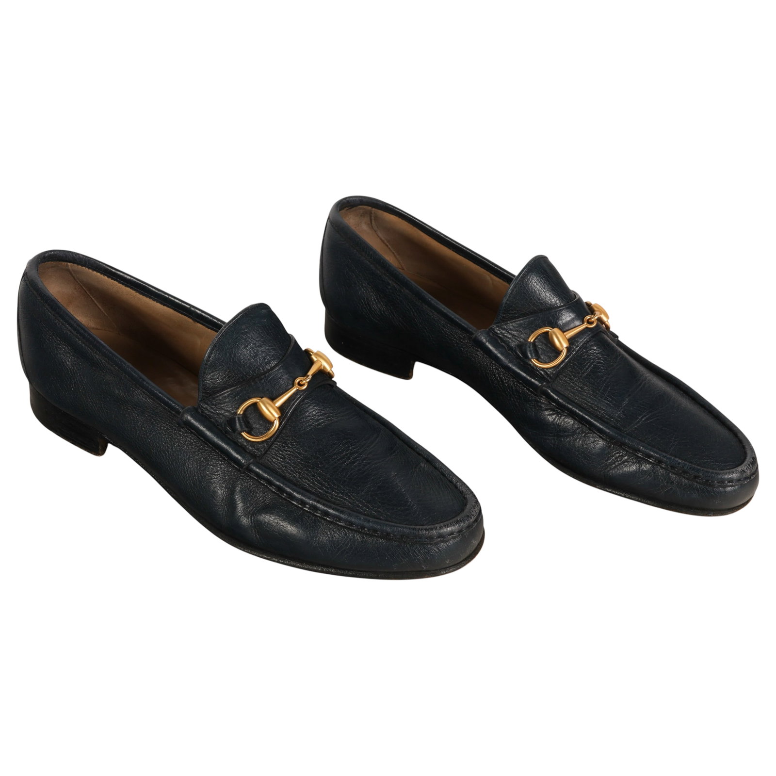 Gucci Mans Dark Leather Horsebit Loafers Sz 12 D (1 of 6)