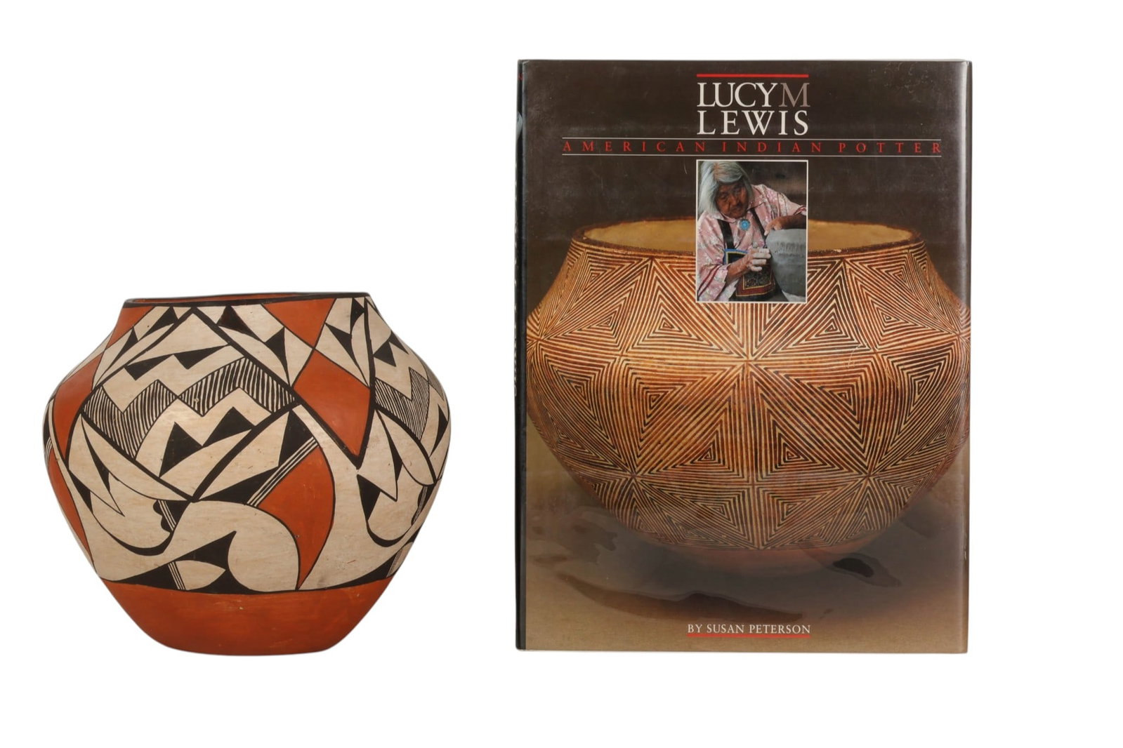 Lucy M Lewis 1890-1992 Pueblo Pottery Jar and Book (1 of 7)