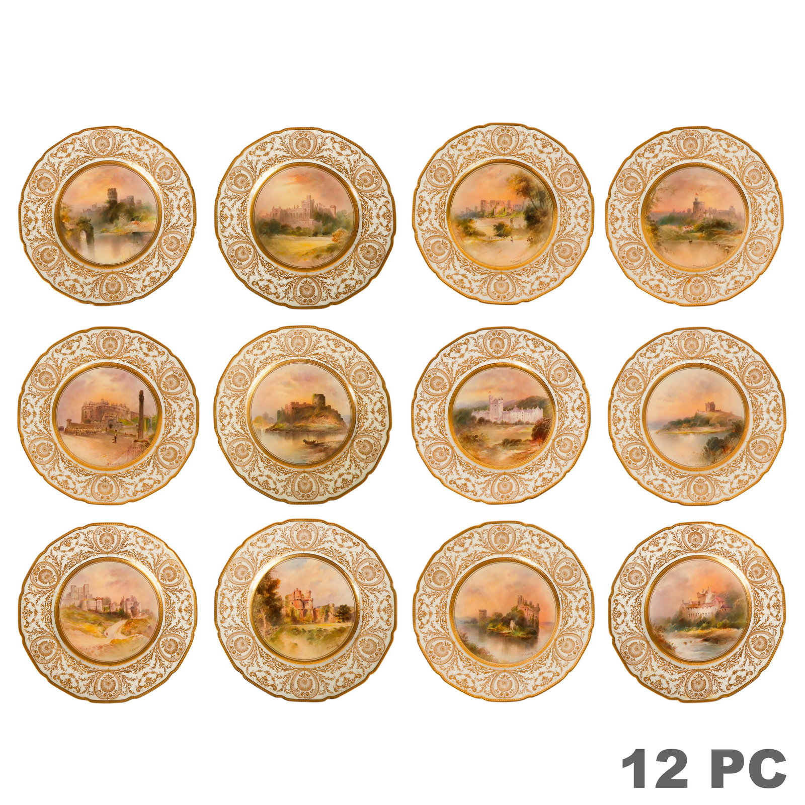 Royal Doulton Painted Castles Cabinet Plates 12pc (1 of 7)