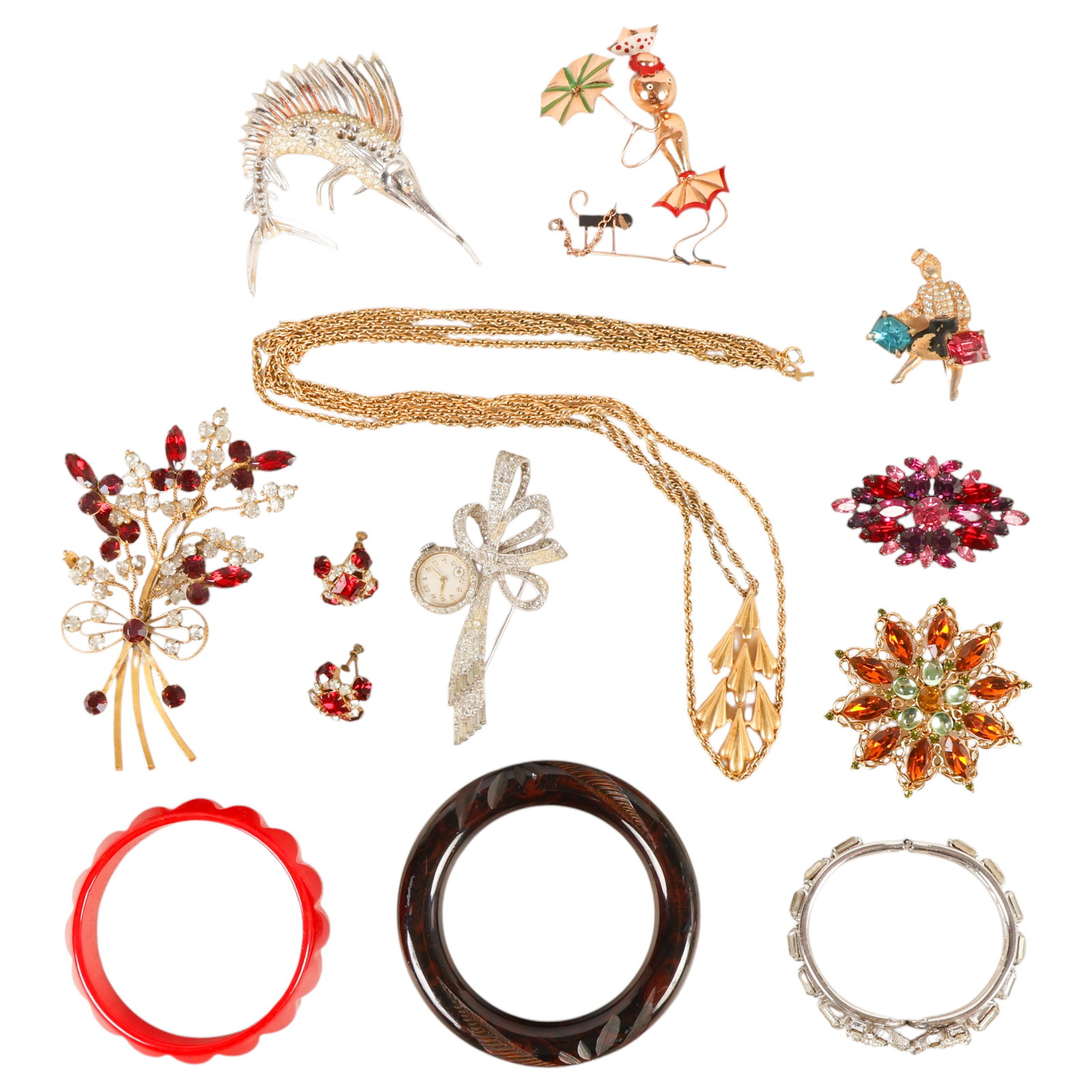 Vintage Rhinestone & Bakelite Costume Jewelry LOT (1 of 7)