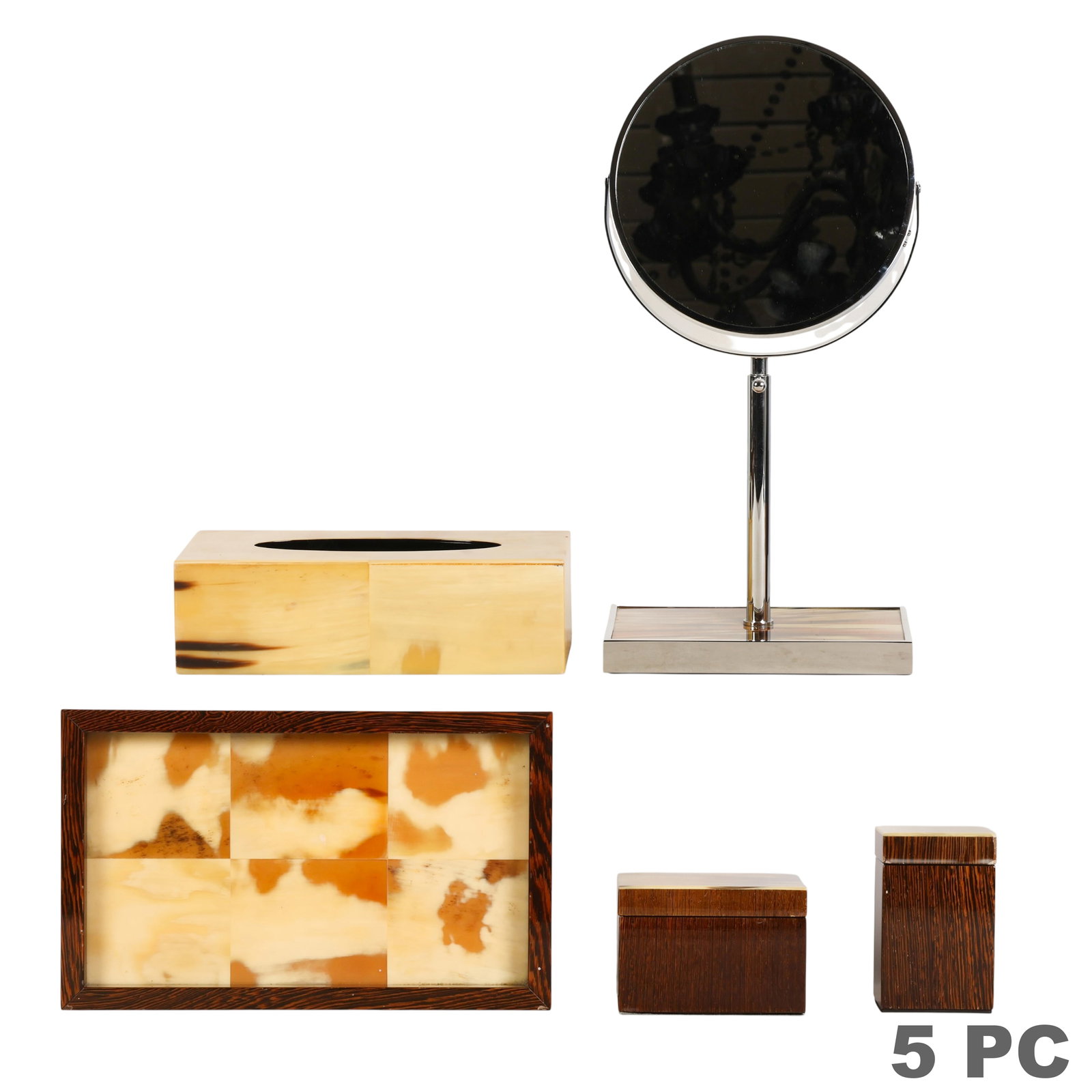 Italian Wood Chrome & Horn Bath Accessory 5pc SET (1 of 7)