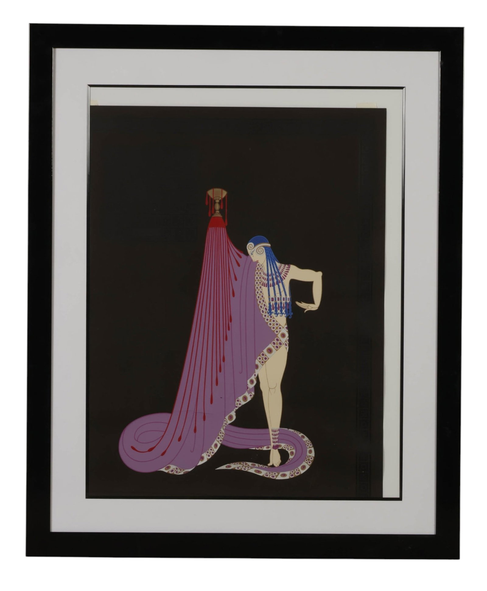 Erte 1892-1990 "The Slave" LE Serigraph SIGNED: Erte (Romain de Tirtoff, French, 1892-1990), The Slave, embossed color serigraph on paper depicting a stylized female figure in an elaborate Art Deco costume. Signed lower right; edition number not vi