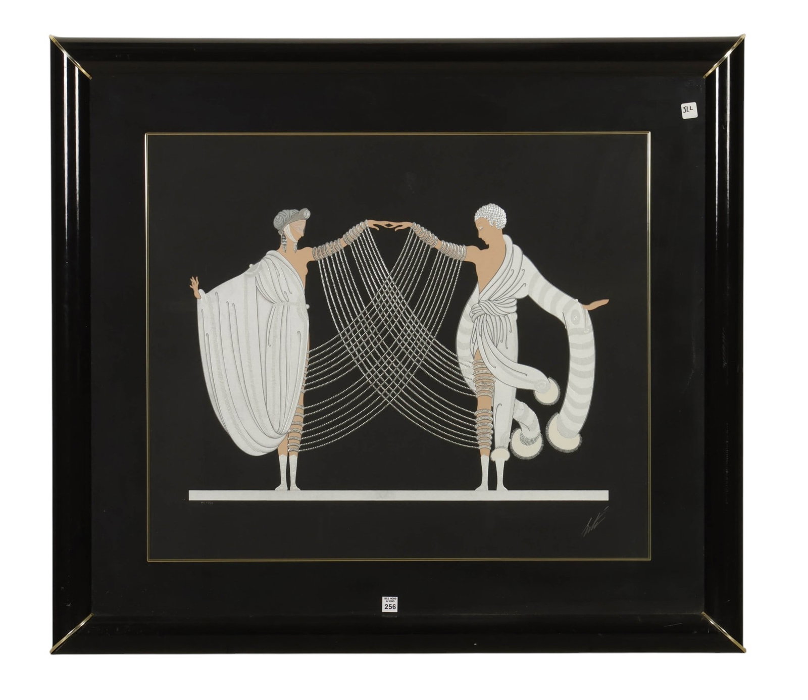 Erte 1892-1990 Marriage Dance LE Serigraph SIGNED: Erte (Romain de Tirtoff, French, 1892-1990), Marriage Dance, from the Love and Passion suite, embossed serigraph on paper with metallic silver foil embellishments depicting two stylized dancers in ela