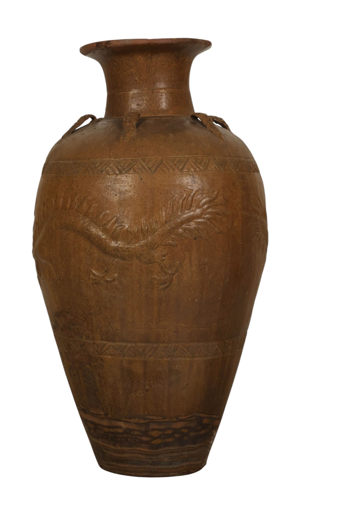 Terracotta Martaban Style Brown Glazed Dragon Vase (1 of 6)