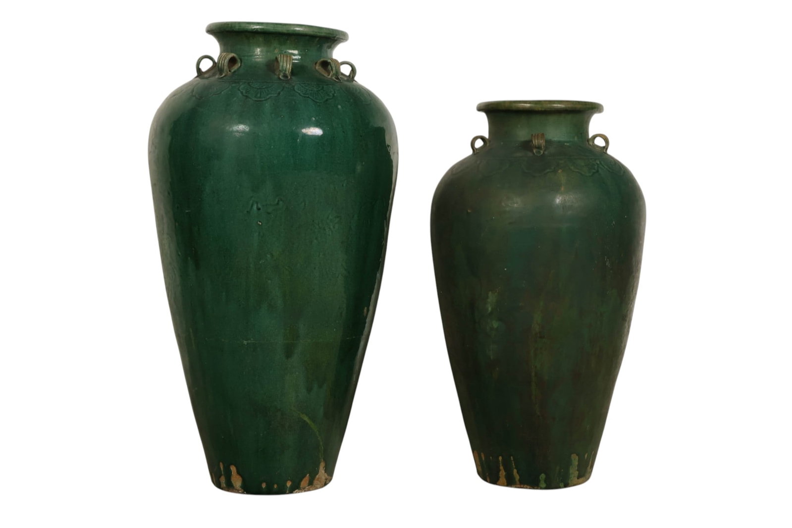 Chinese Martaban Green Glazed Terracotta Jugs LOT (1 of 7)