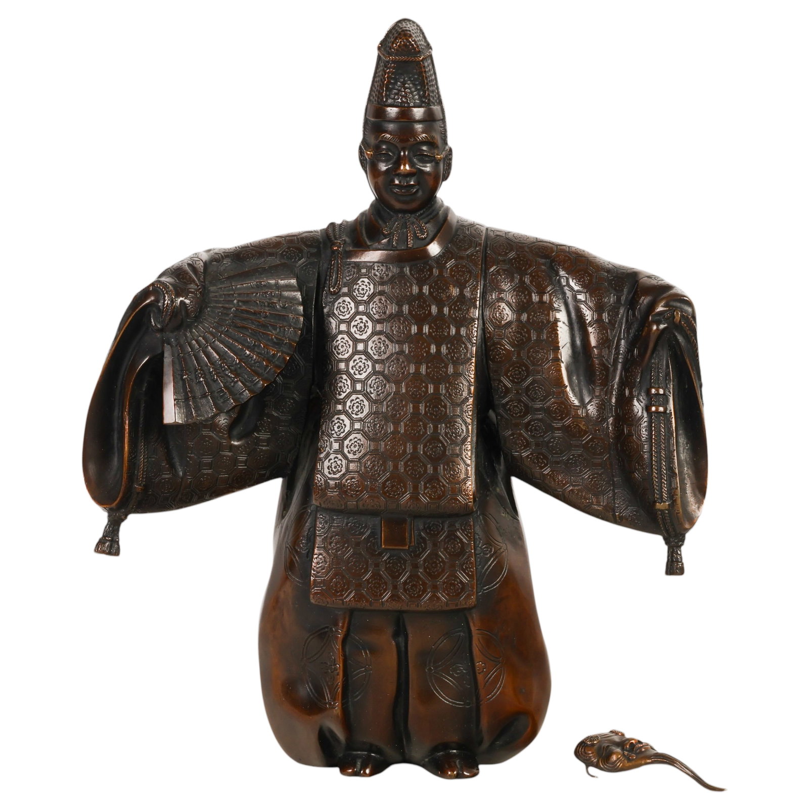 Japanese Bronze Noh Okimono Theater Figure w/ Mask (1 of 7)
