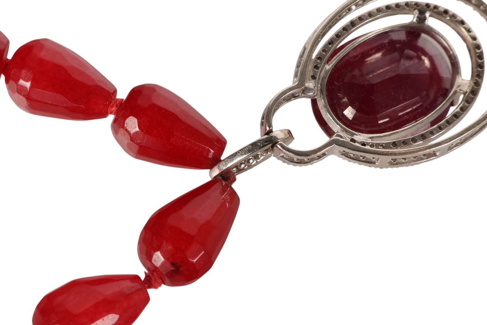 Ruby Bead & Ruby Diamond Pendant Necklace 46.3g - 6