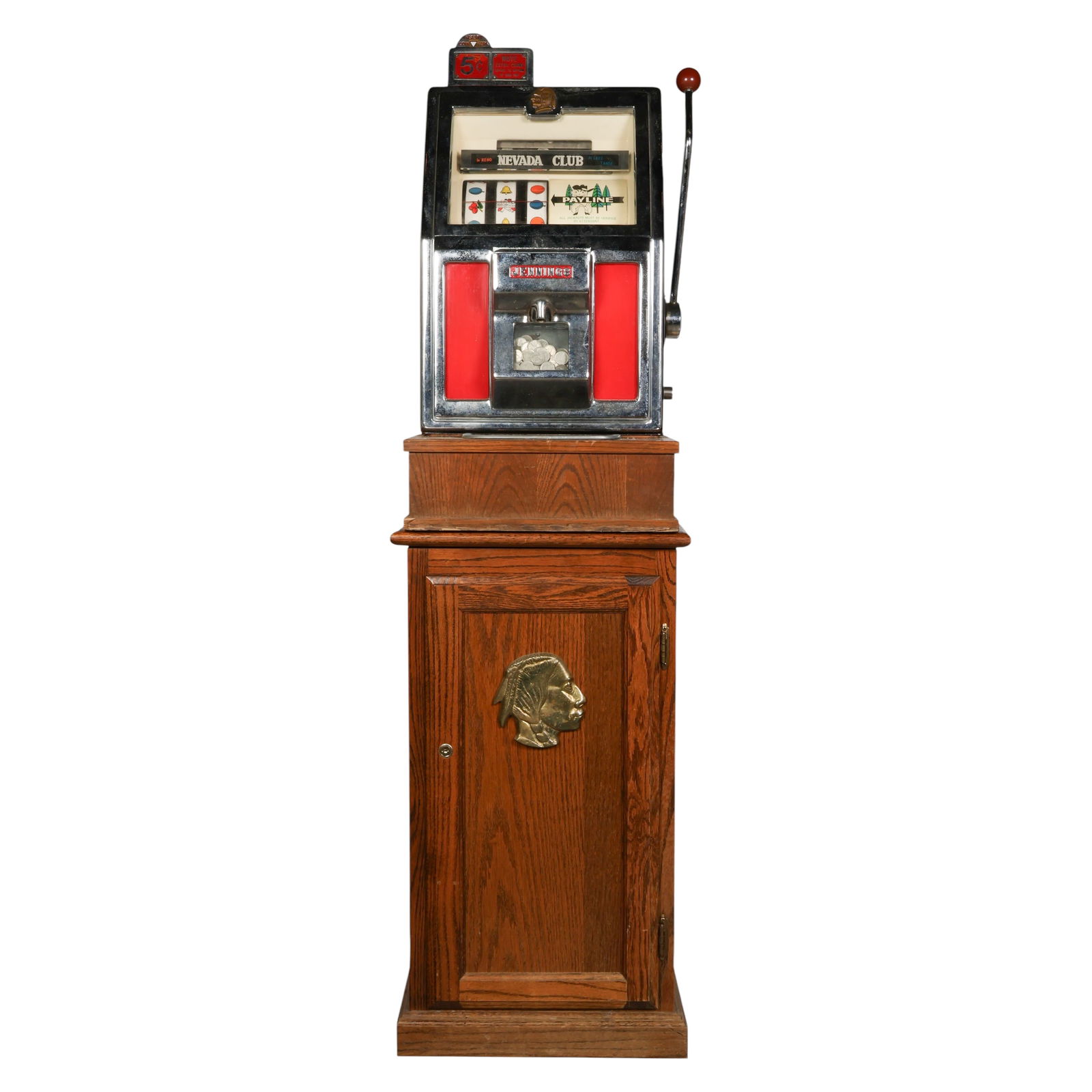 W.D. Jennings 5 Cent Reno Slot Machine and Cabinet (1 of 9)