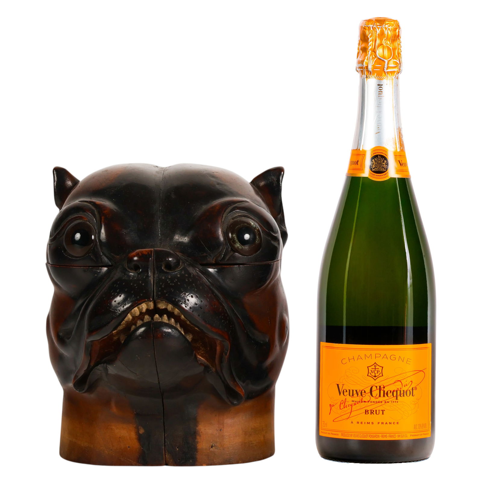 Victorian Carved Wood Bull Dog Head Novelty Box - 2