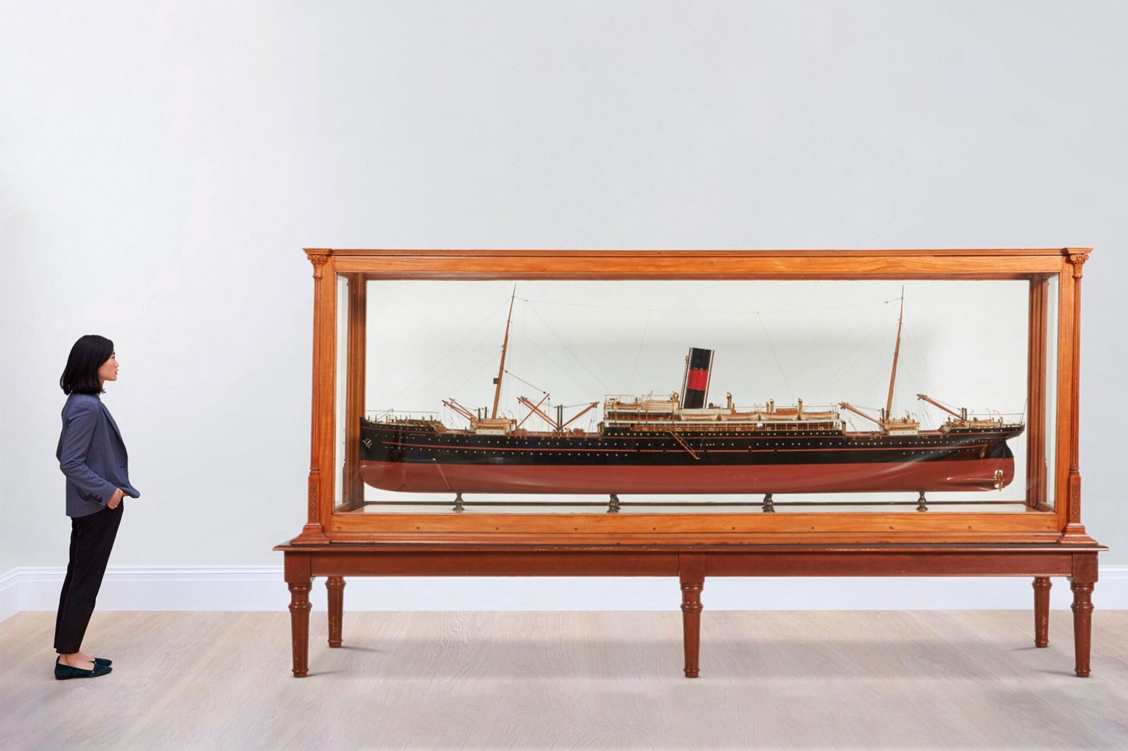 1908 Monumental Ship Called US Model in Case - 2