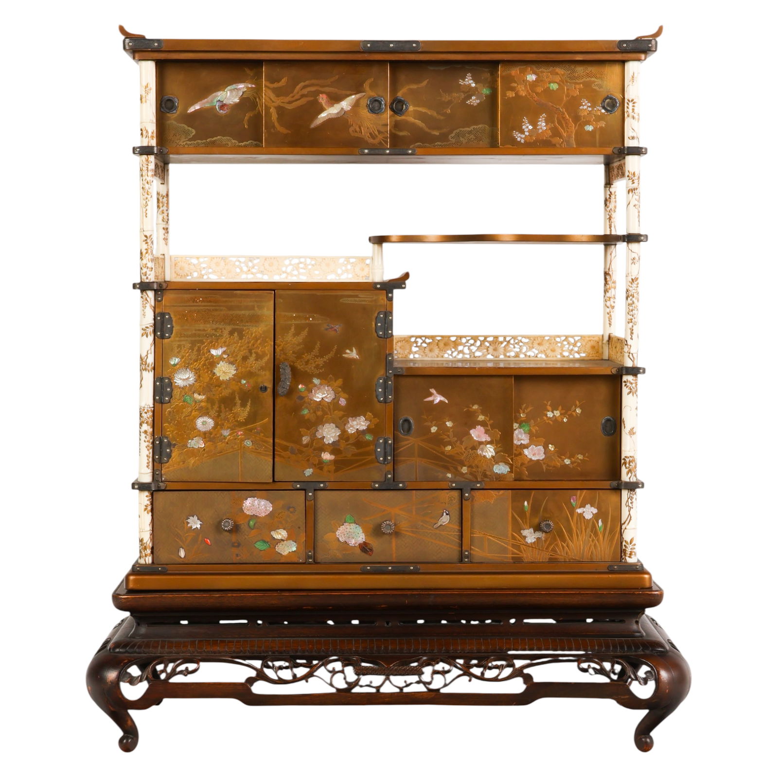 Japanese Lacquered Shibayama Inlay Shodana Shelf (1 of 8)