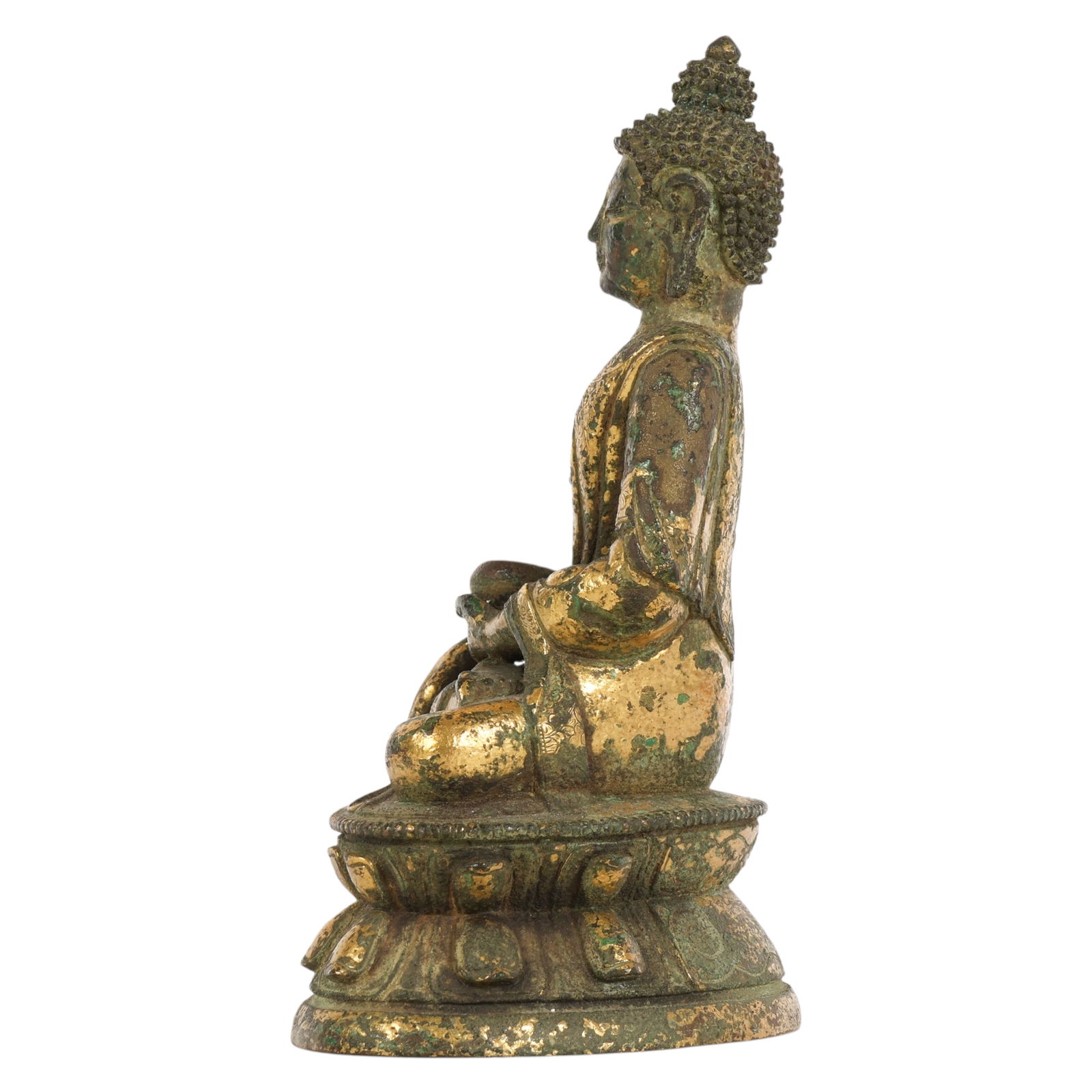 Chinese Tibetan Gilt Bronze Seated Buddha Statue - 5